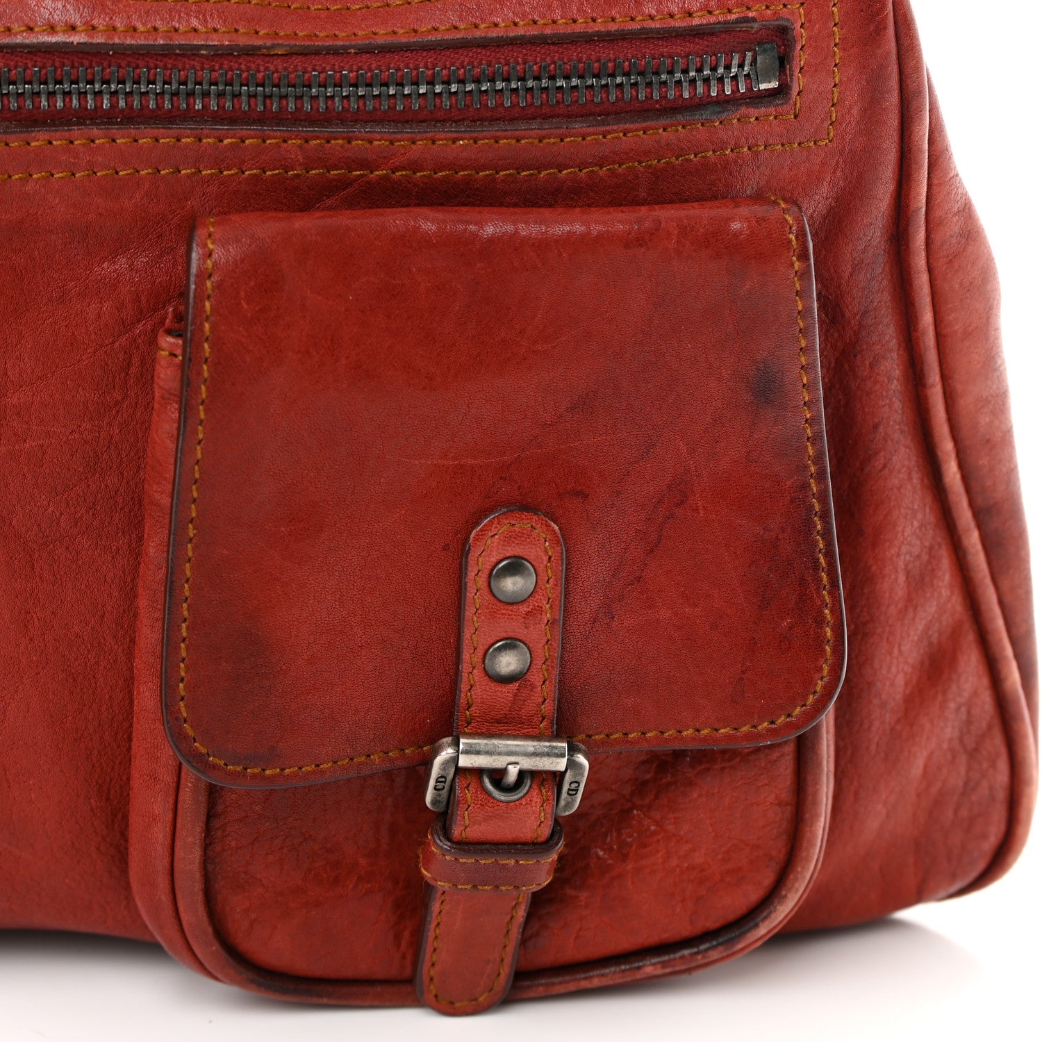 Christian Dior Calfskin Medium Gaucho Double Saddle Bag Red 14 of 18