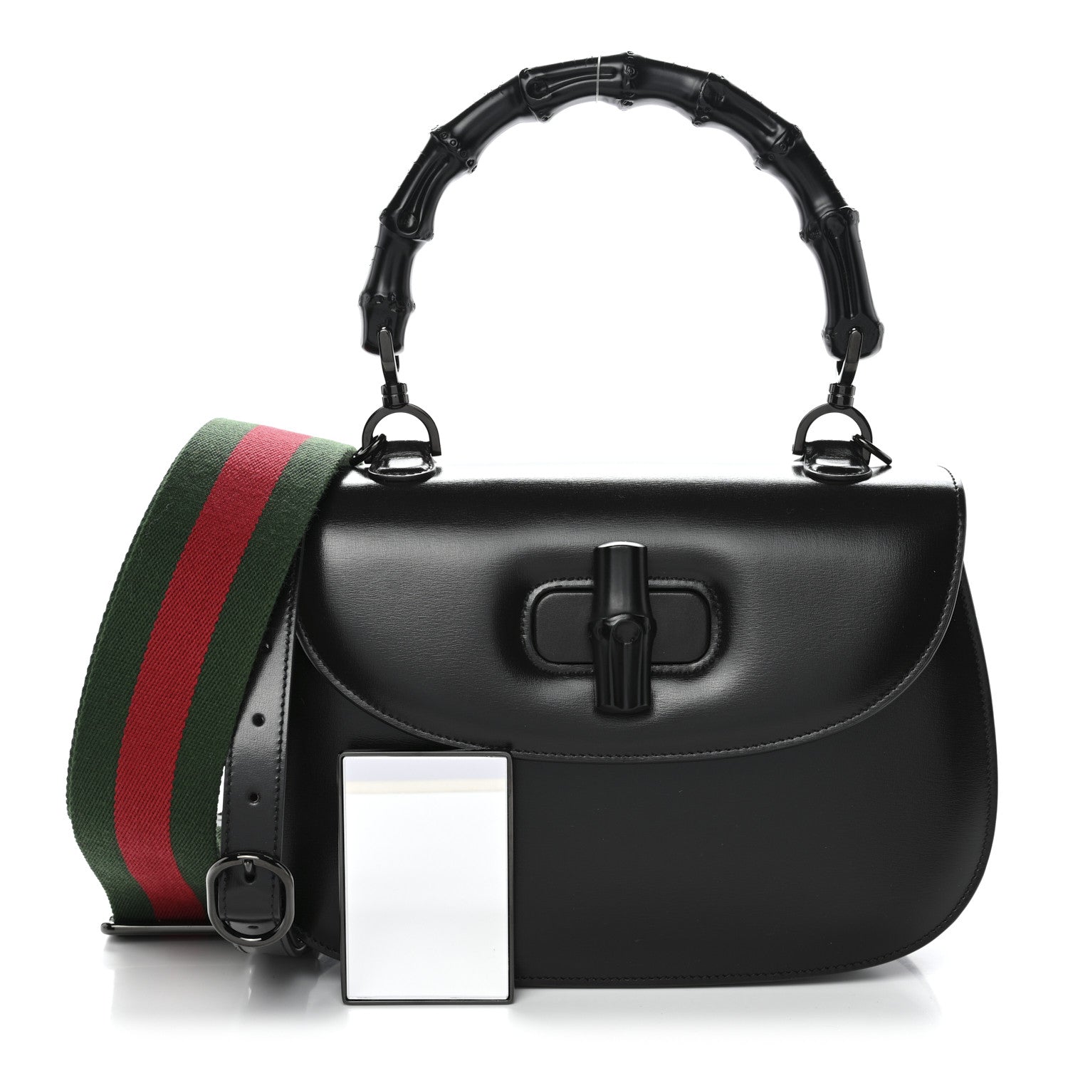 Gucci Boarded Dyana Lux Calfskin Web Monochrome Medium Bamboo 1947 Top Handle Bag Black 3 of 12