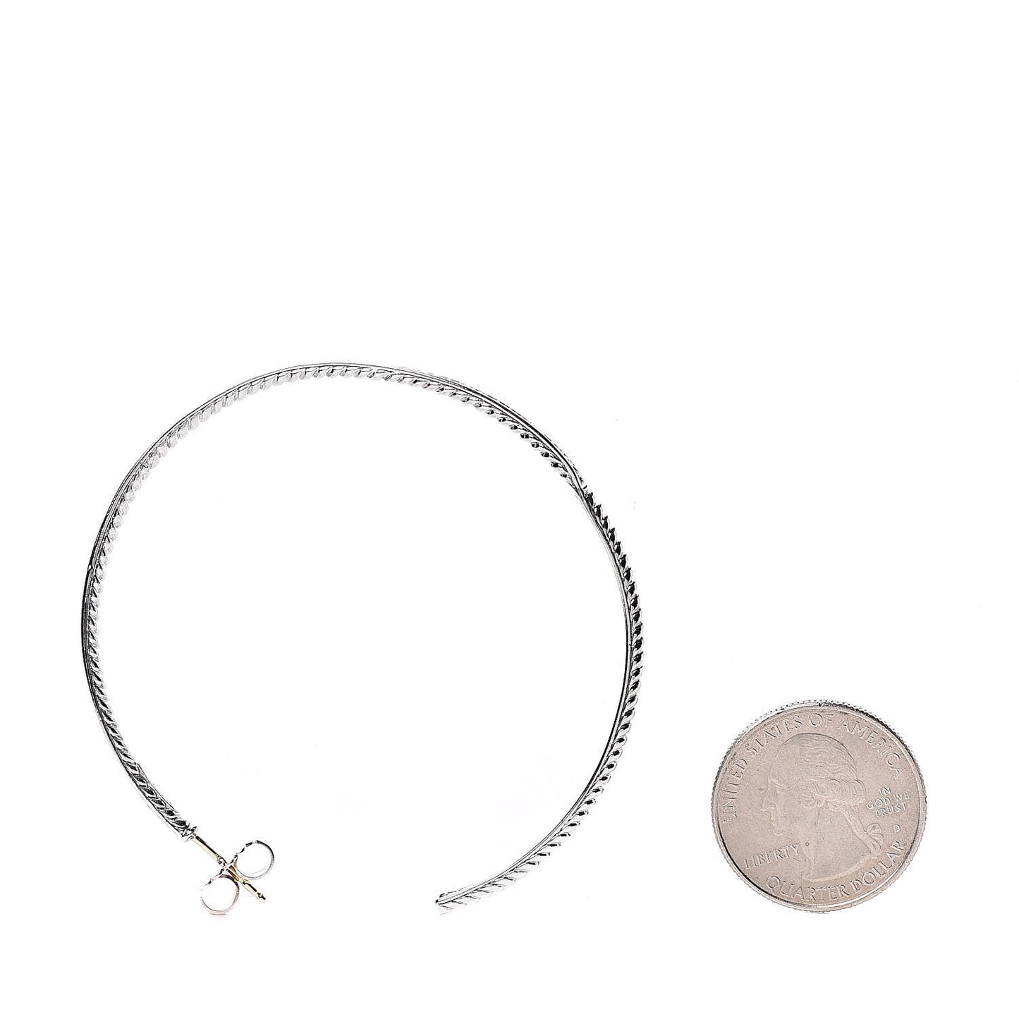 Sterling Silver Diamond Extra Large Inside Out Cable Hoop Earrings