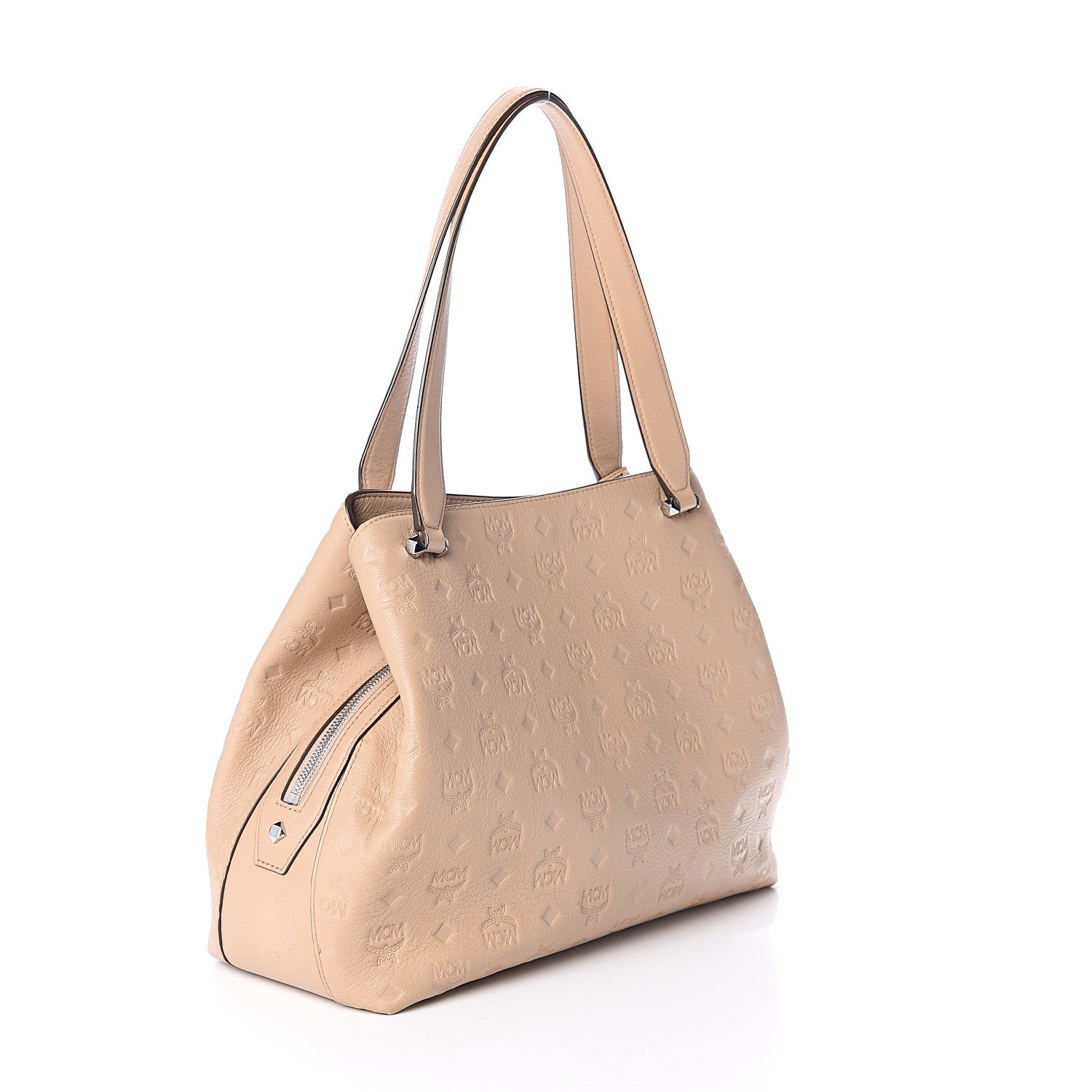 MCM Calfskin Ottomar Monogram Essential Hobo New Beige 2 of 7