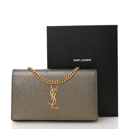 Saint Laurent Grained Metallic Calfskin Monogram Chain Wallet Bronze 17 of 17