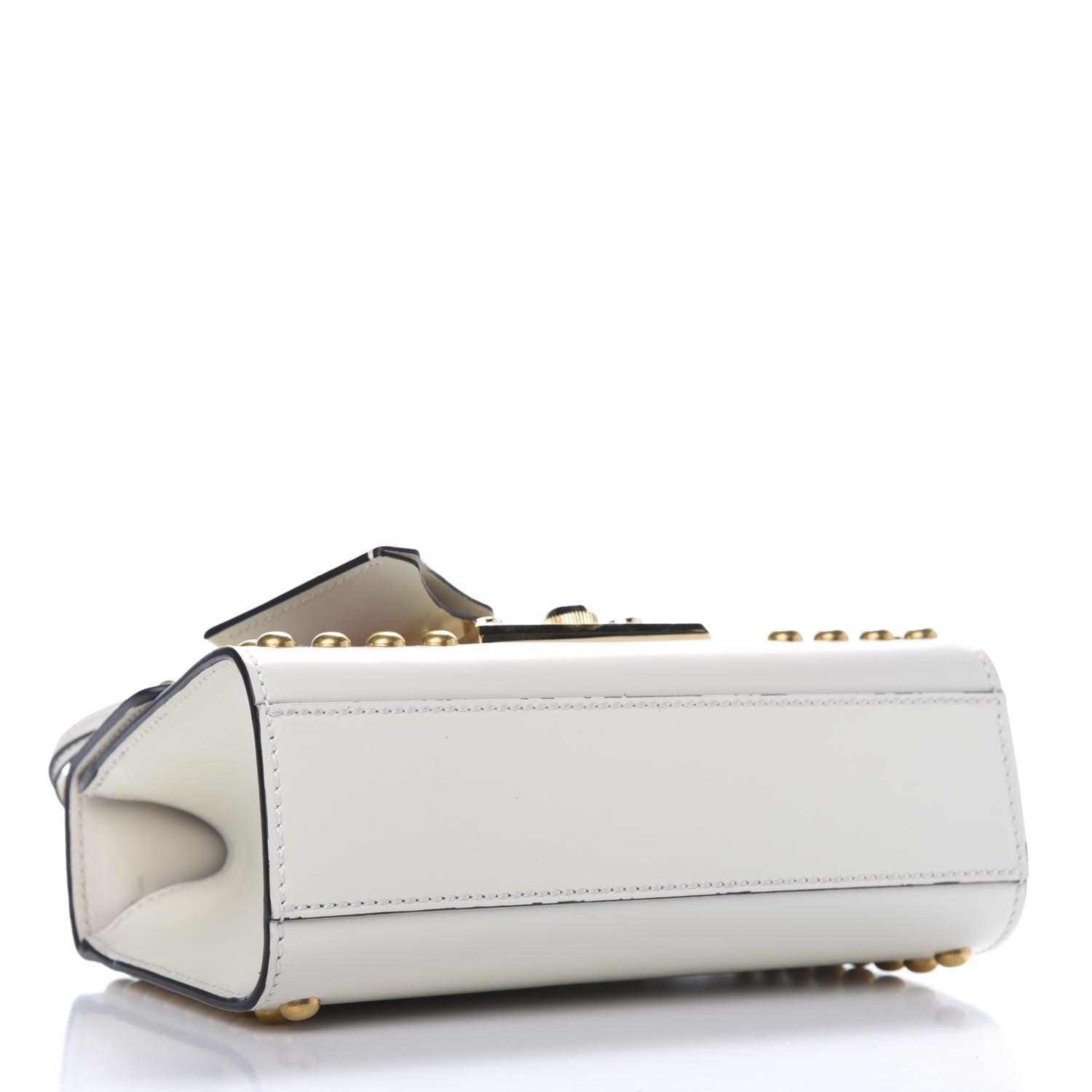 Gucci Calfskin Floral Embroidered Small Padlock Shoulder Bag White 4 of 9