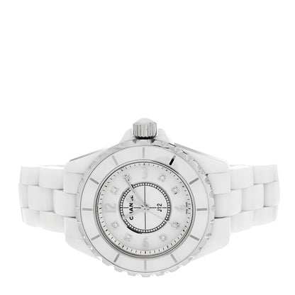Chanel Stainless Steel Ceramic Diamond Mother of Pearl 33mm J12 Quartz Watch White 2 of 4