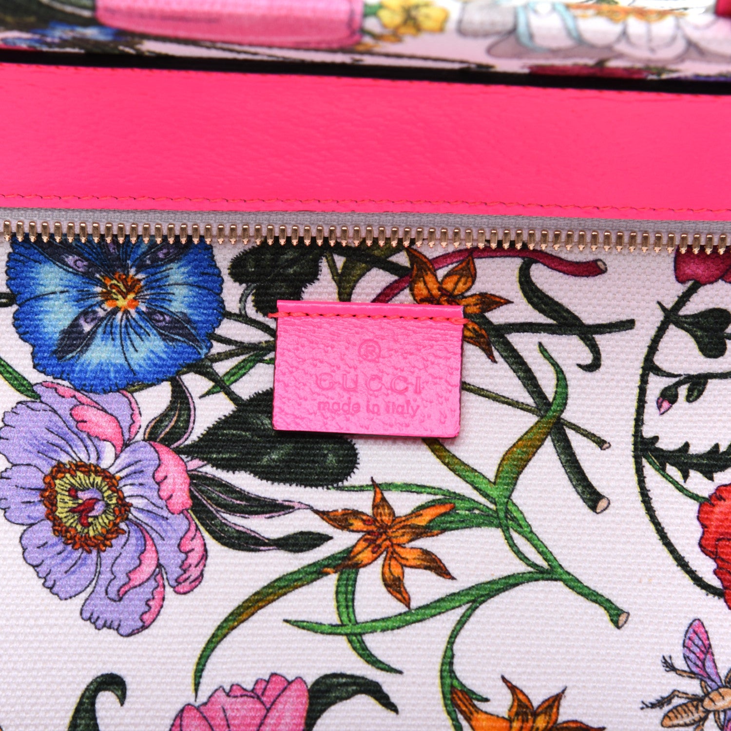 Gucci Canvas Medium Flora Tote Fuchsia 8 of 14