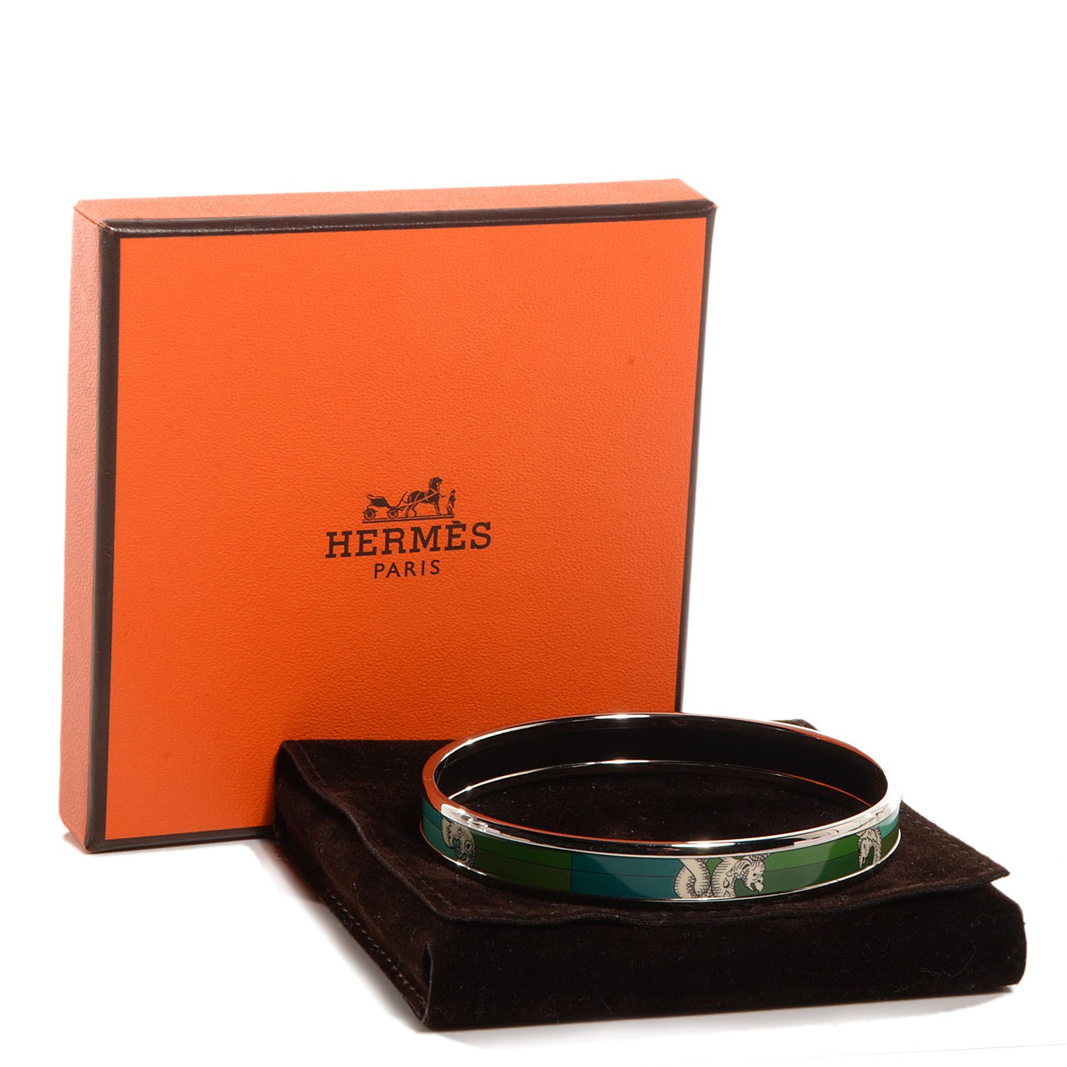 Hermes Printed Enamel Della Cavalleria Narrow Bracelet 65 Foret 6 of 6