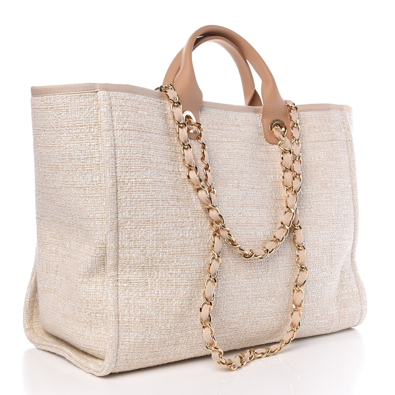 Chanel Canvas Large Deauville Tote Light Beige 4 of 9