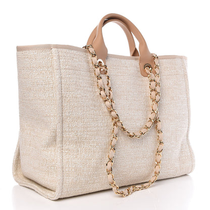 Chanel Canvas Large Deauville Tote Light Beige 4 of 9