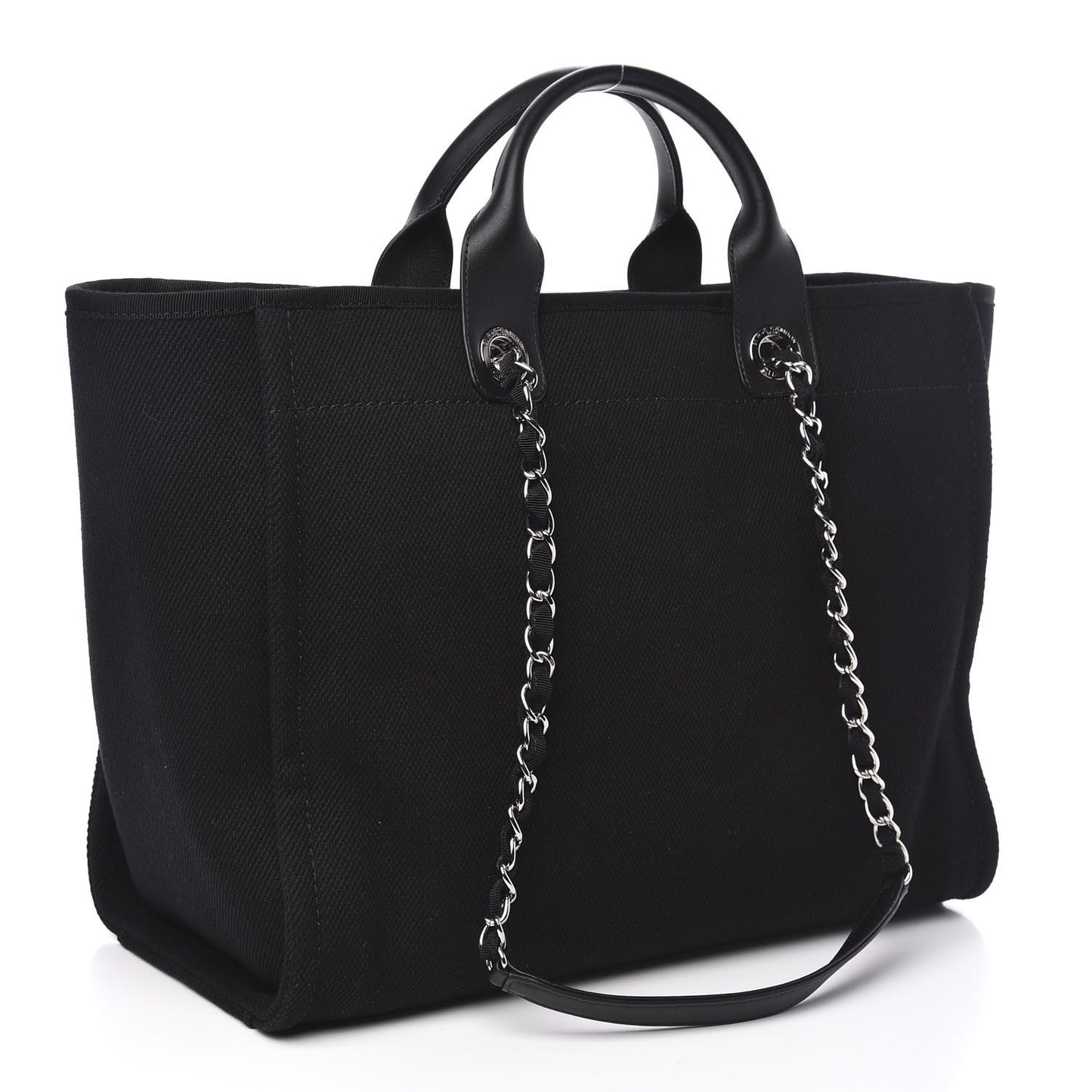 Canvas Pearl Medium Deauville Tote Black