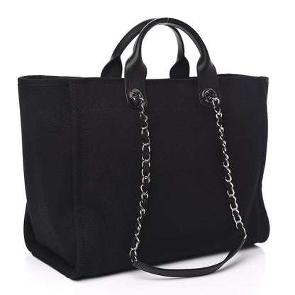 Chanel Canvas Pearl Medium Deauville Tote Black 3 of 12