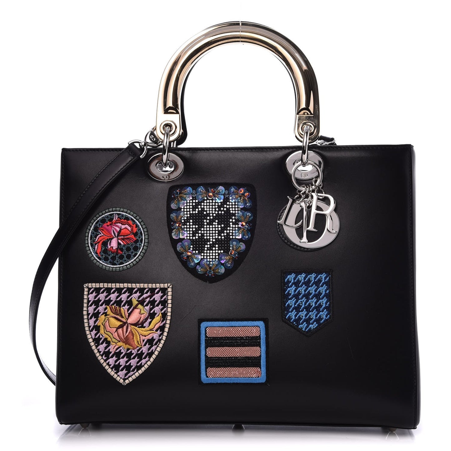Smooth Calfskin Large Lucky Badges Lady Dior Black