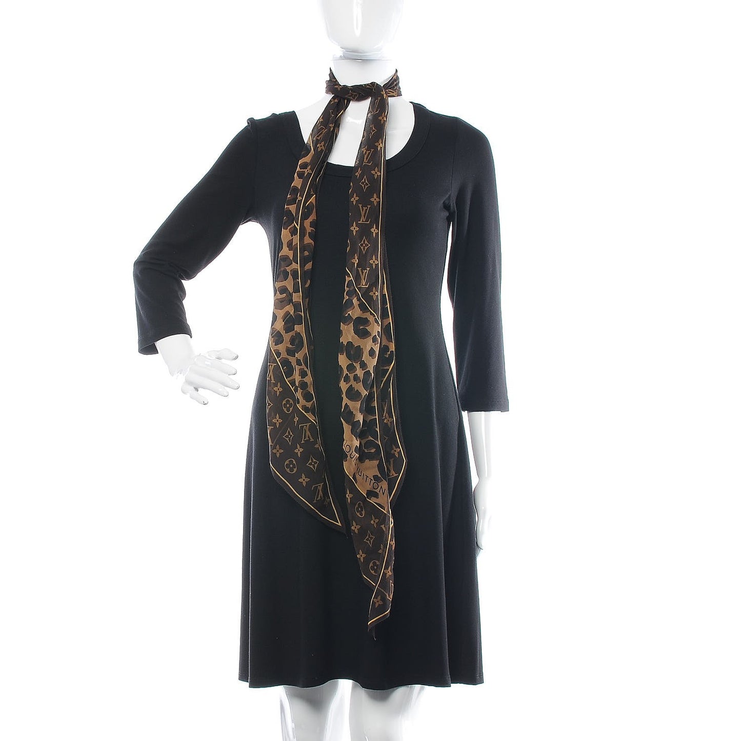 Silk Crepe Leopard Monogram Scarf