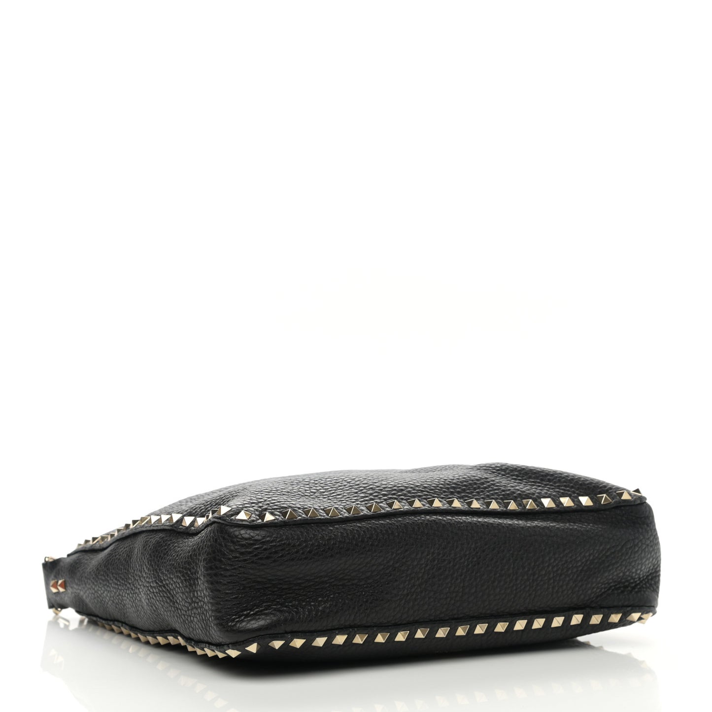 Pebbled Calfskin Large Rockstud Flip-Lock Messenger Bag Black