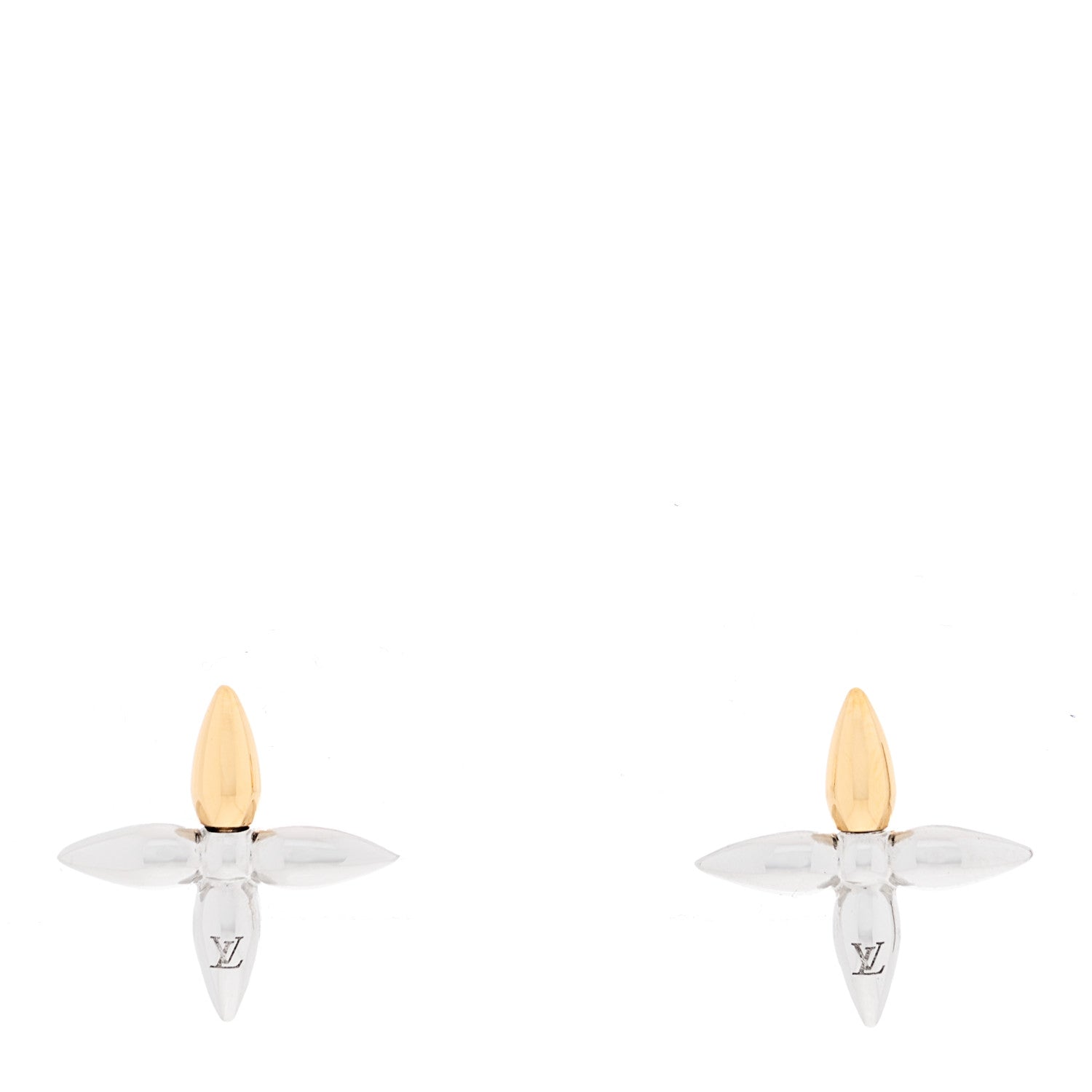 Louis Vuitton Metal Louisette Earrings Silver Gold 1 of 3