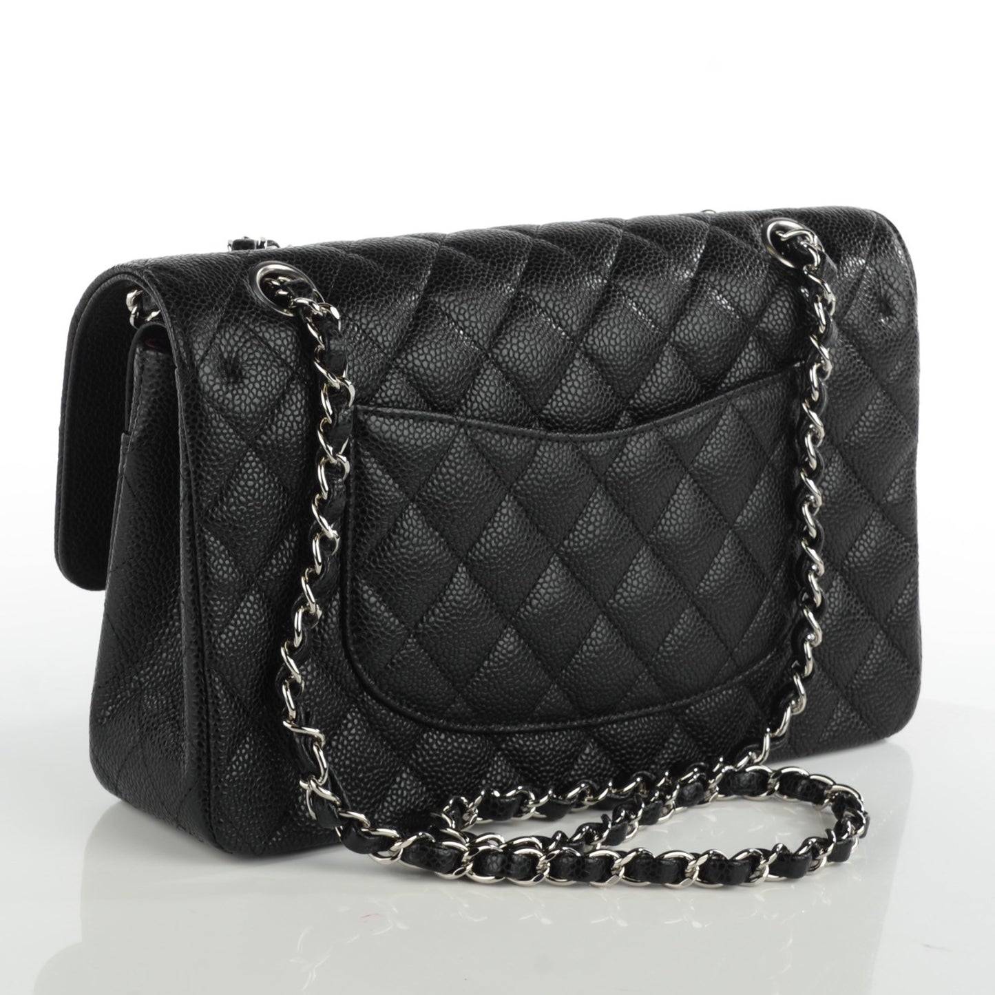 Caviar Quilted Medium Double Flap Black