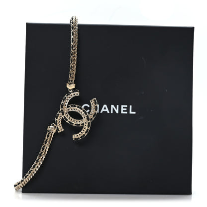 Chanel Metal Lambskin CC Chain Necklace Gold Black 5 of 5