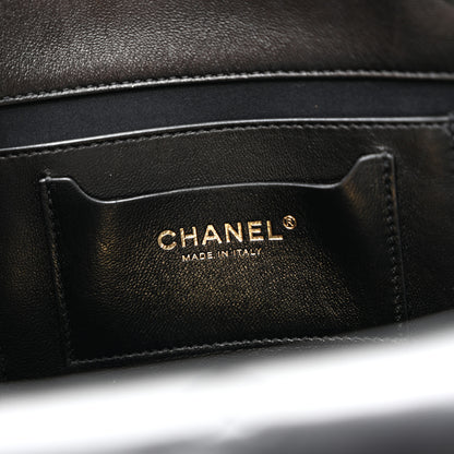 Chanel Raffia Braided Lambskin Small Shopping Tote Beige Black 7 of 12