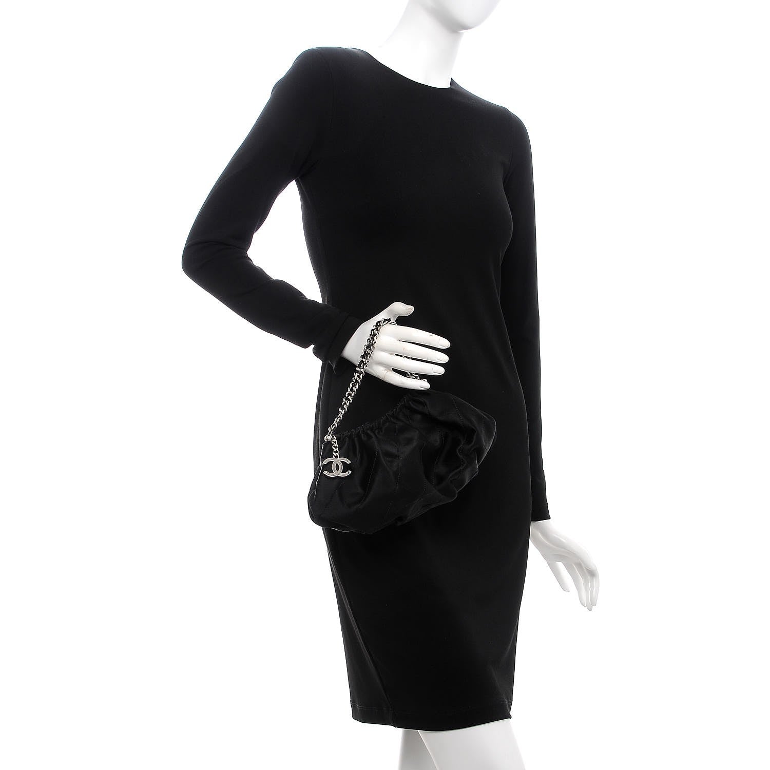 Chanel Satin Frame Top CC Small Evening Bag Black 2 of 7