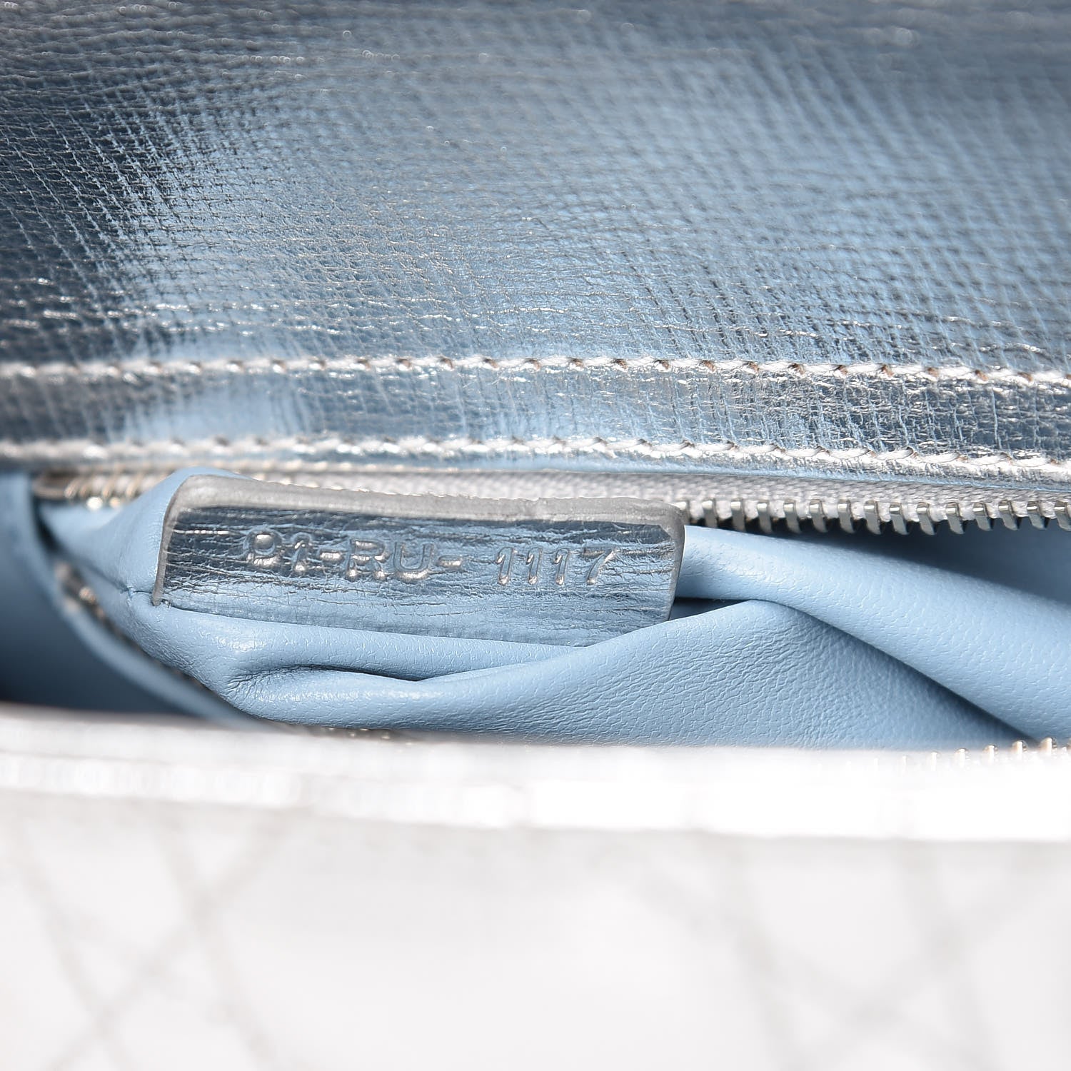 Christian Dior Metallic Grained Calfskin Cannage Small Lucky Badges My Lady Dior Silver 7 of 10