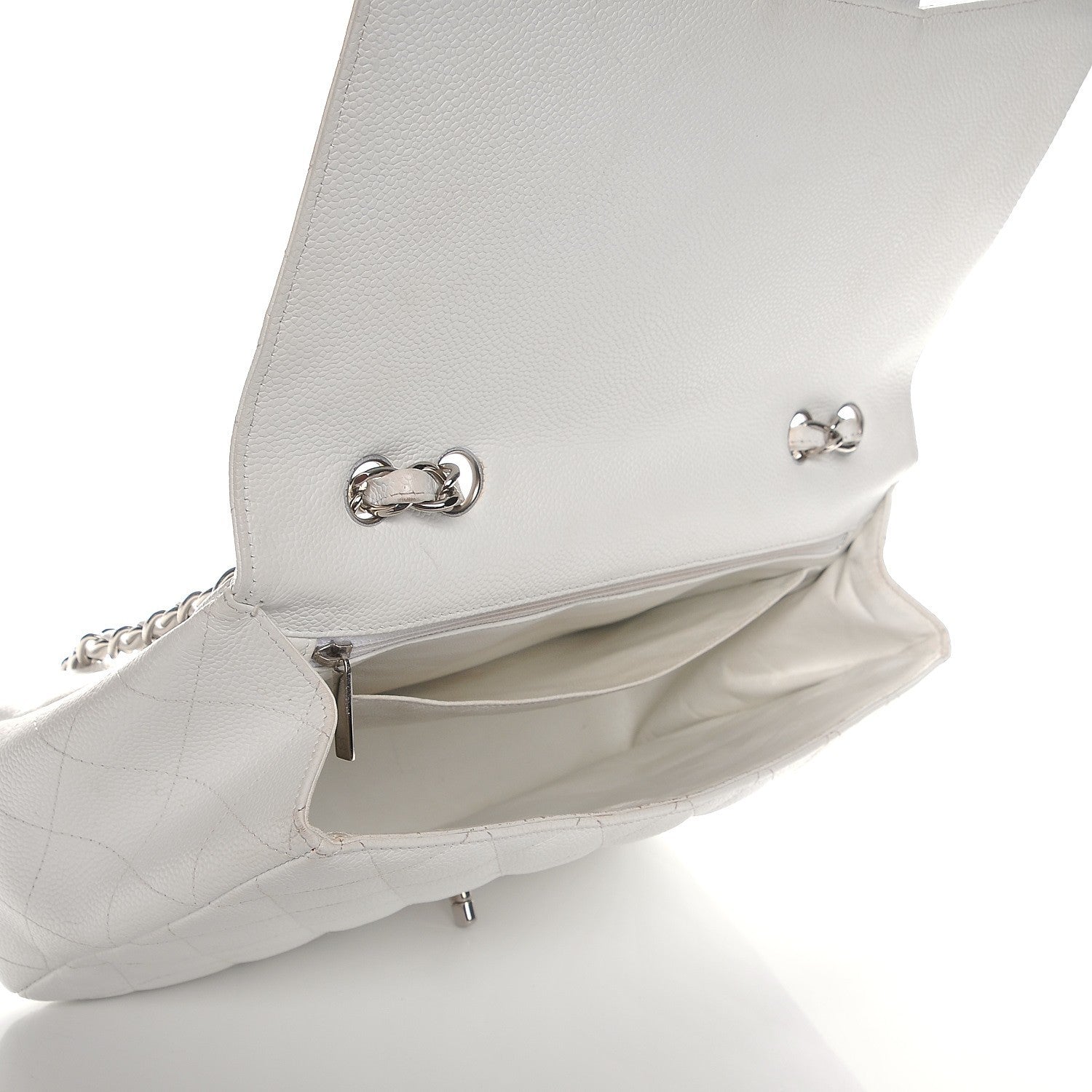 Chanel Caviar Quilted Jumbo Single Flap White 5 of 19