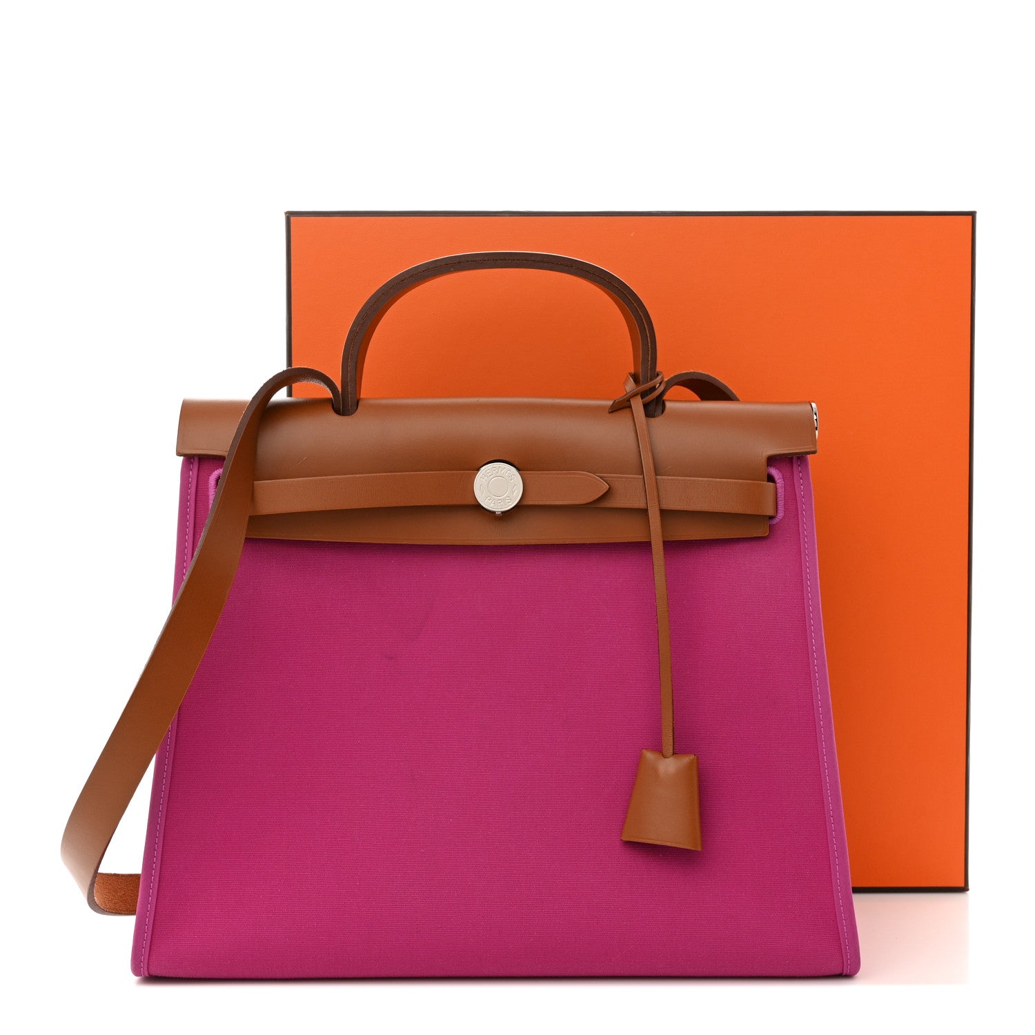 Hermes Vache Hunter Toile Herbag Zip 31 PM Magnolia Fauve 3 of 16