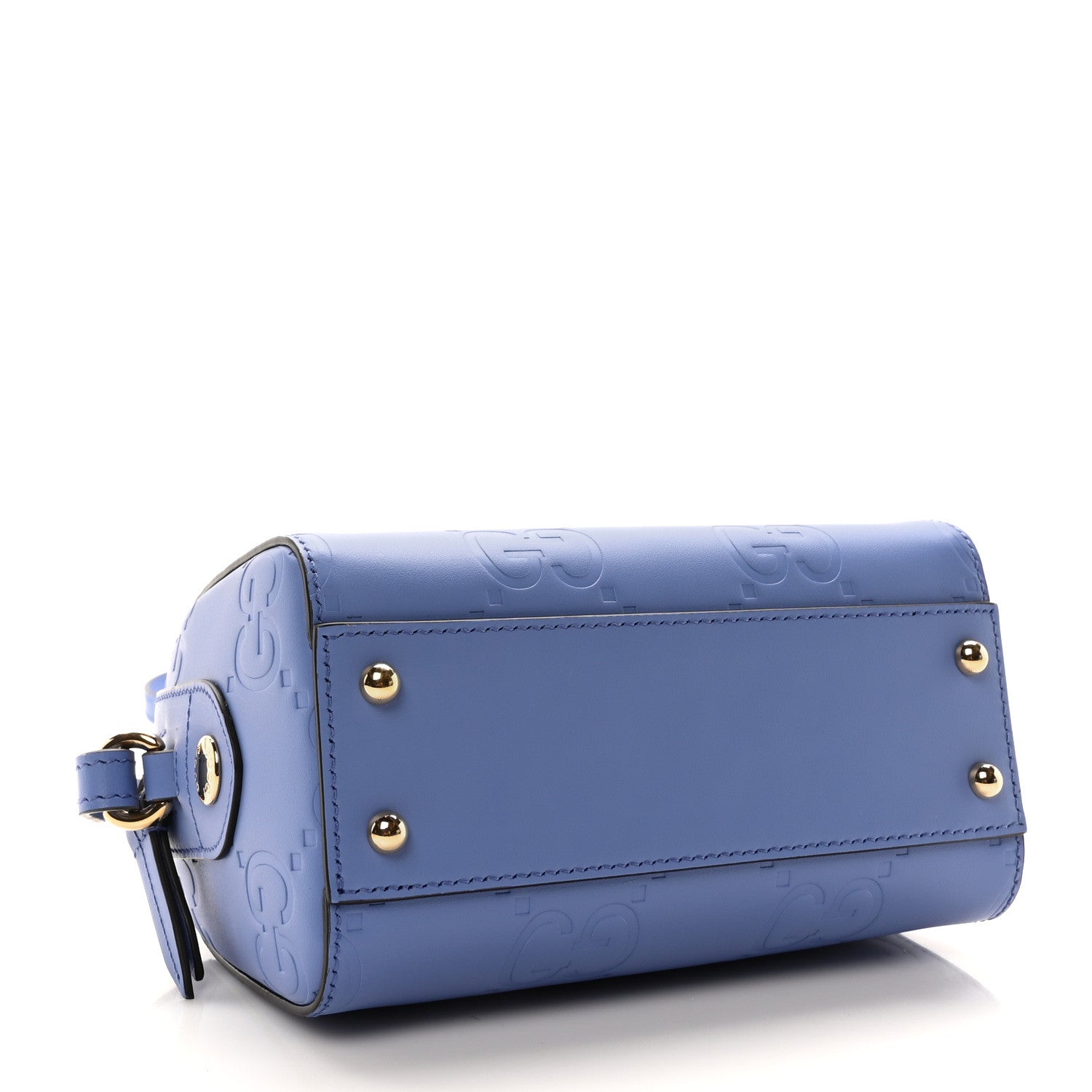 Gucci Calfskin Jumbo GG Embossed Super Mini Top Handle Bowler Bag Blue 4 of 10