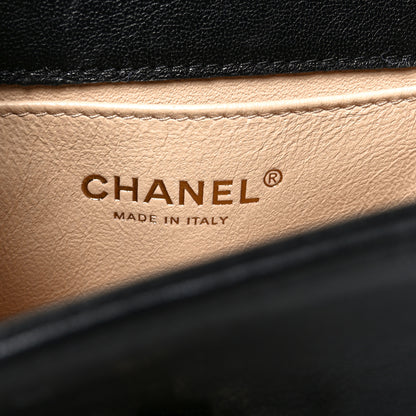 Chanel Calfskin Chevron Beaded Chain Mini Square Flap Black 6 of 11