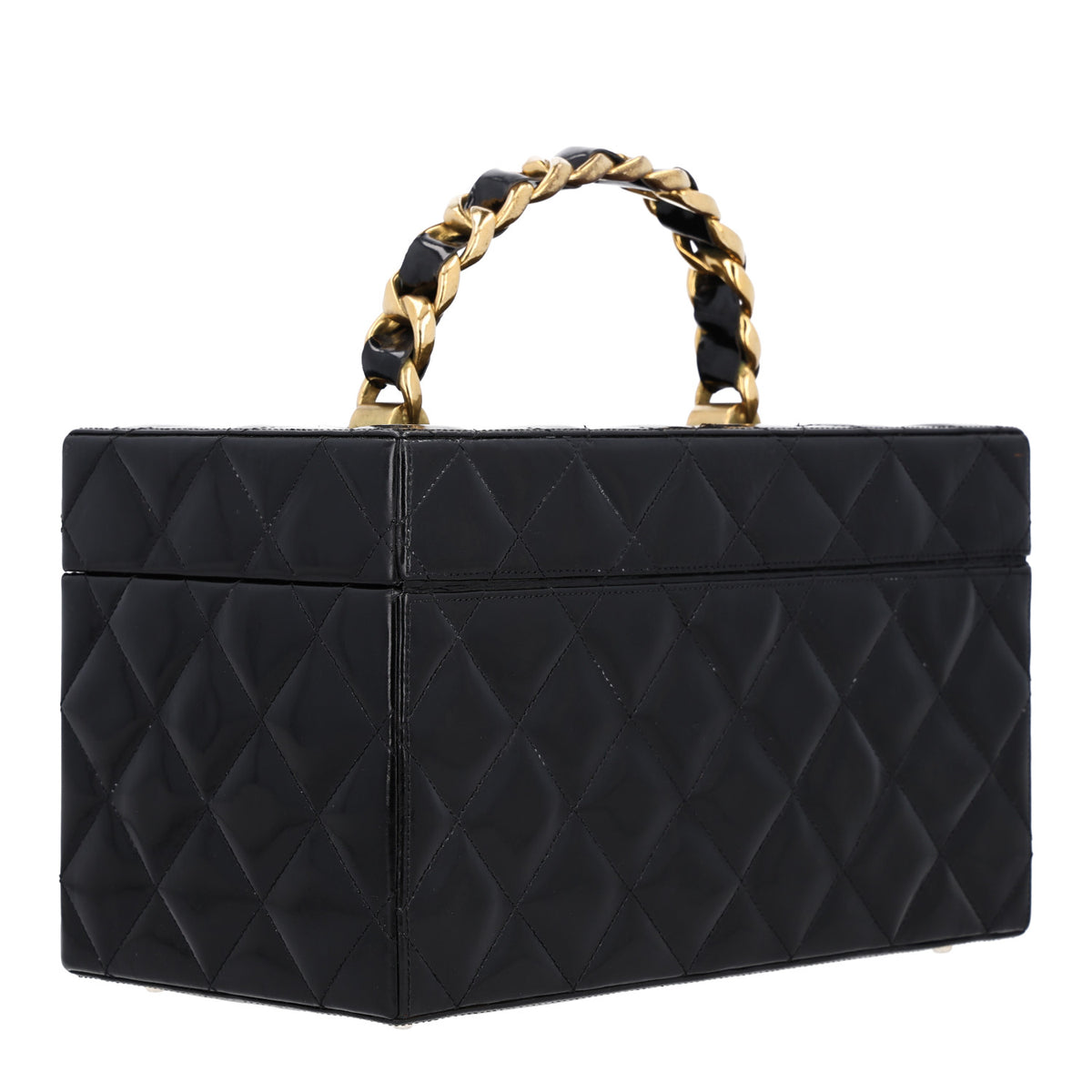 Chanel Patent Quilted Vanity Train Case Black 2 of 10