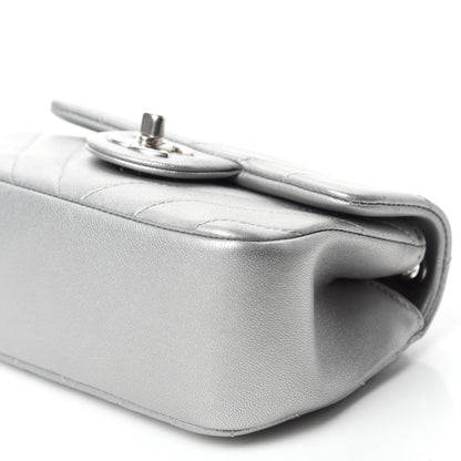 Chanel Metallic Lambskin Chevron Quilted Mini Flap Silver 7 of 10