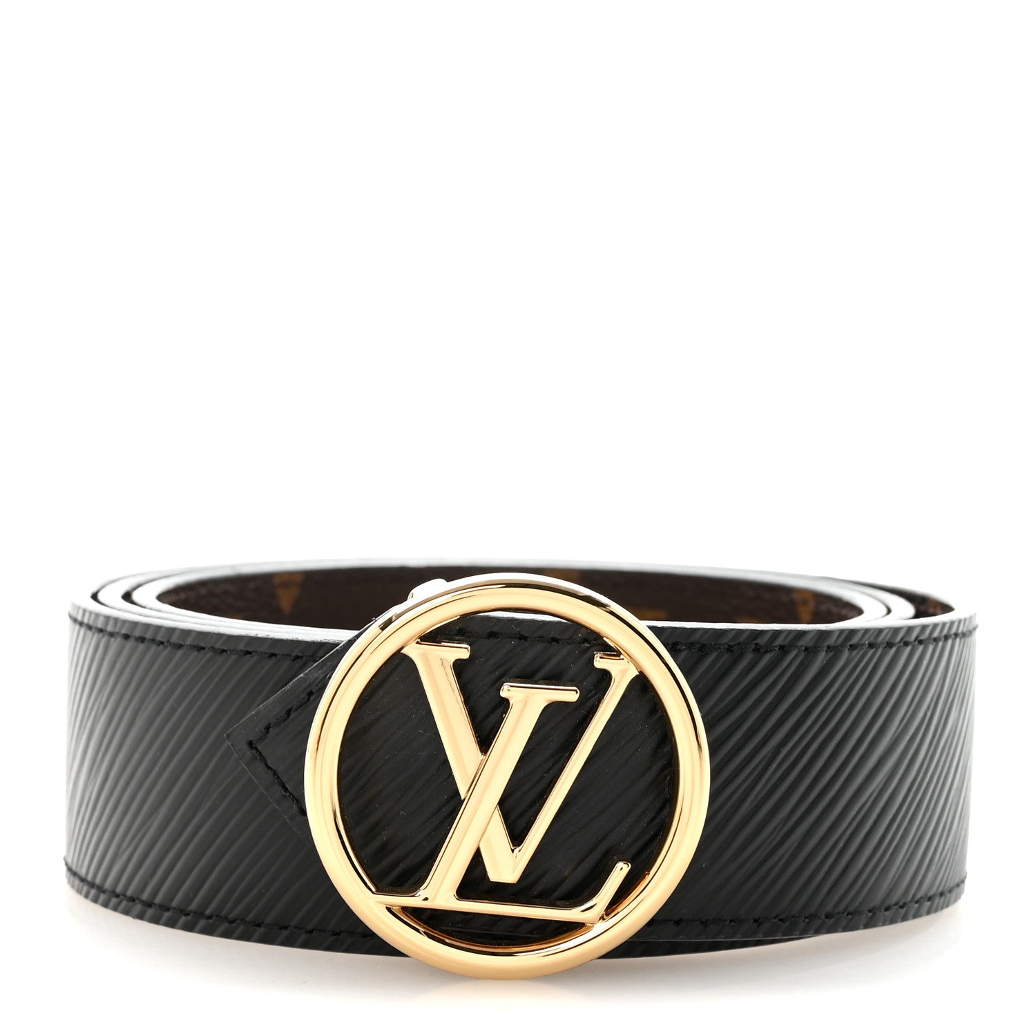 Louis Vuitton Monogram Epi 35mm LV Circle Reversible Belt 80 32 Black 1 of 5