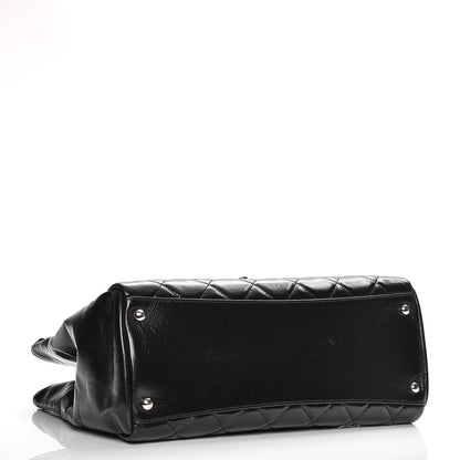 Chanel Glazed Calfskin Quilted Small CC Delivery Tote Black 4 of 9