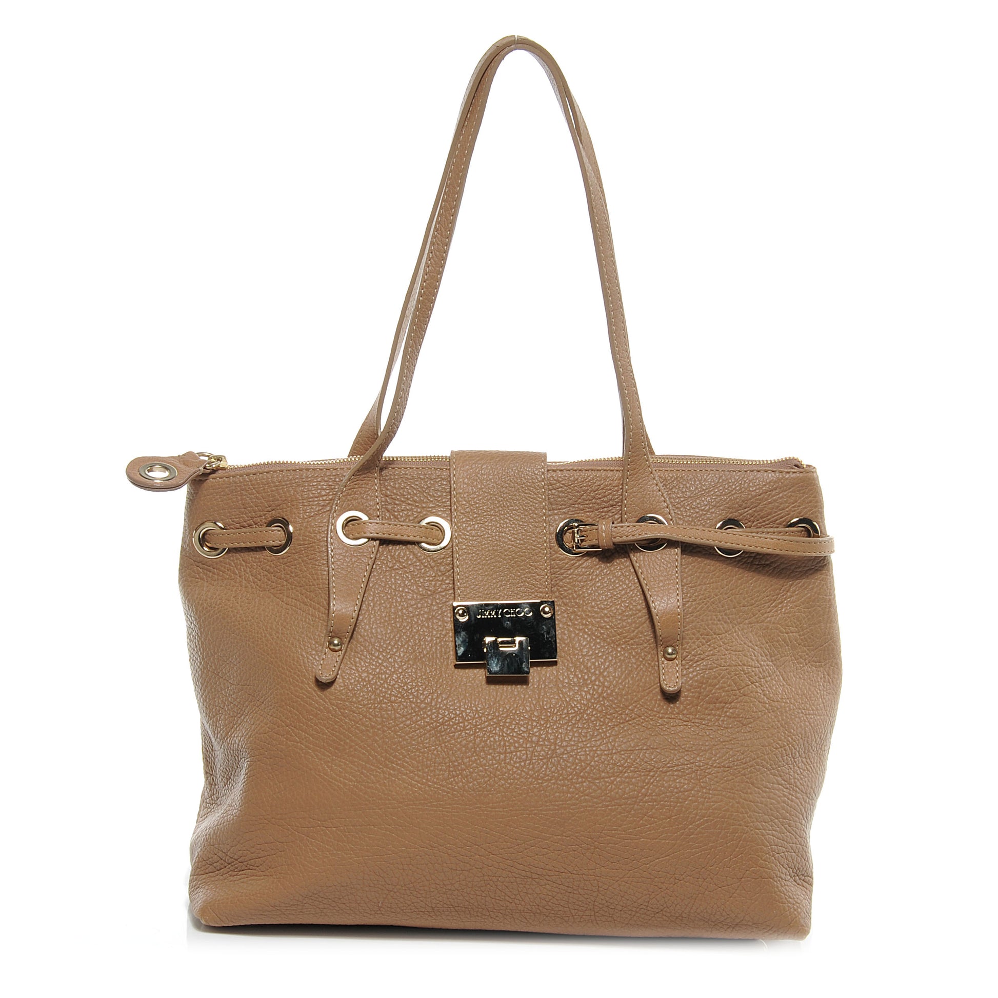 Jimmy Choo Pebbled Leather Medium Rhea Nude 1 of 7