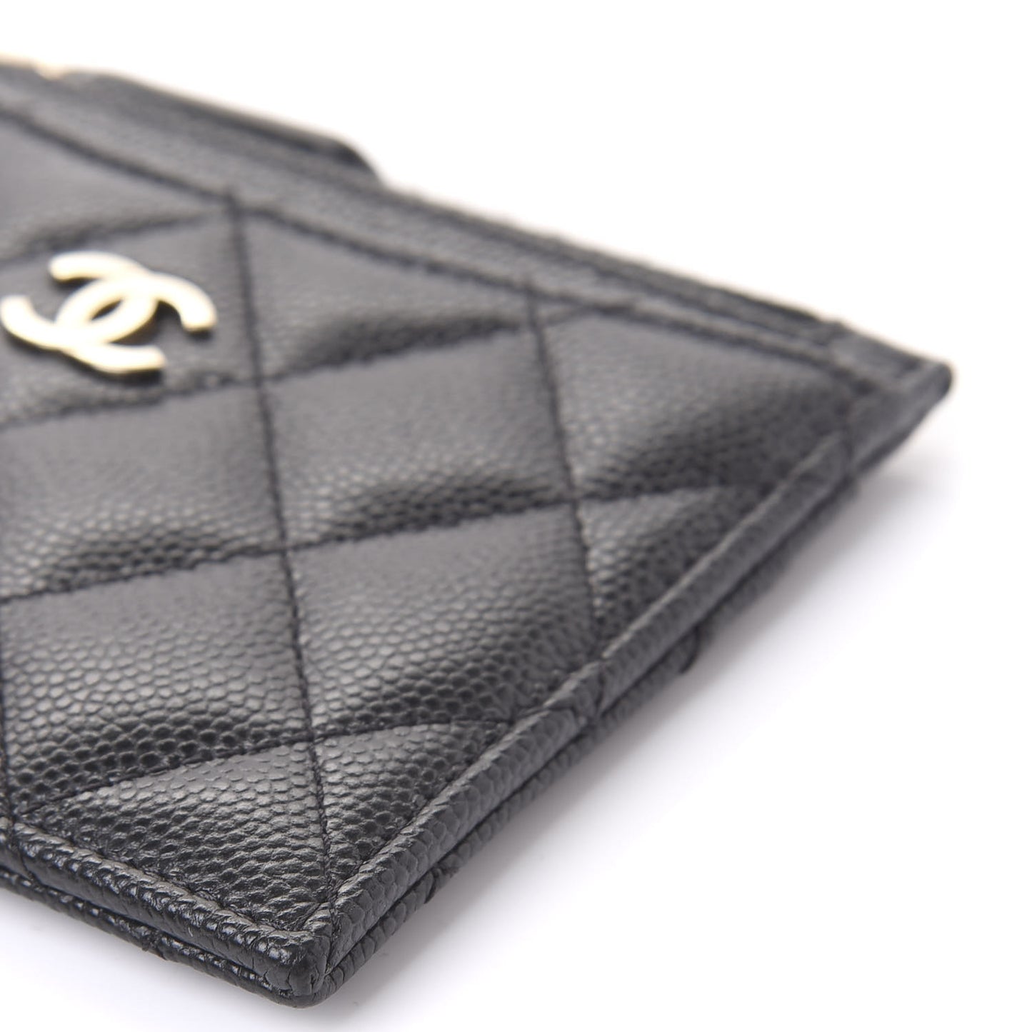 Caviar Quilted CC Zip Card Holder Black