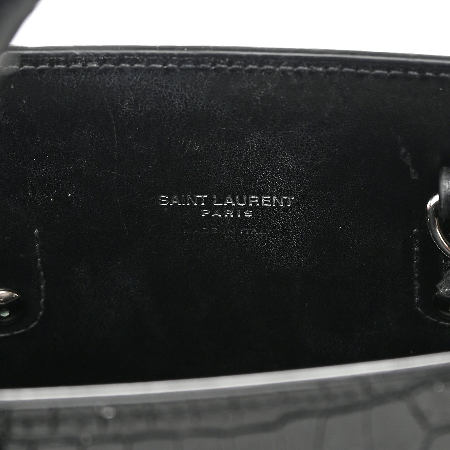 Calfskin Crocodile Embossed Baby Sac De Jour Black
