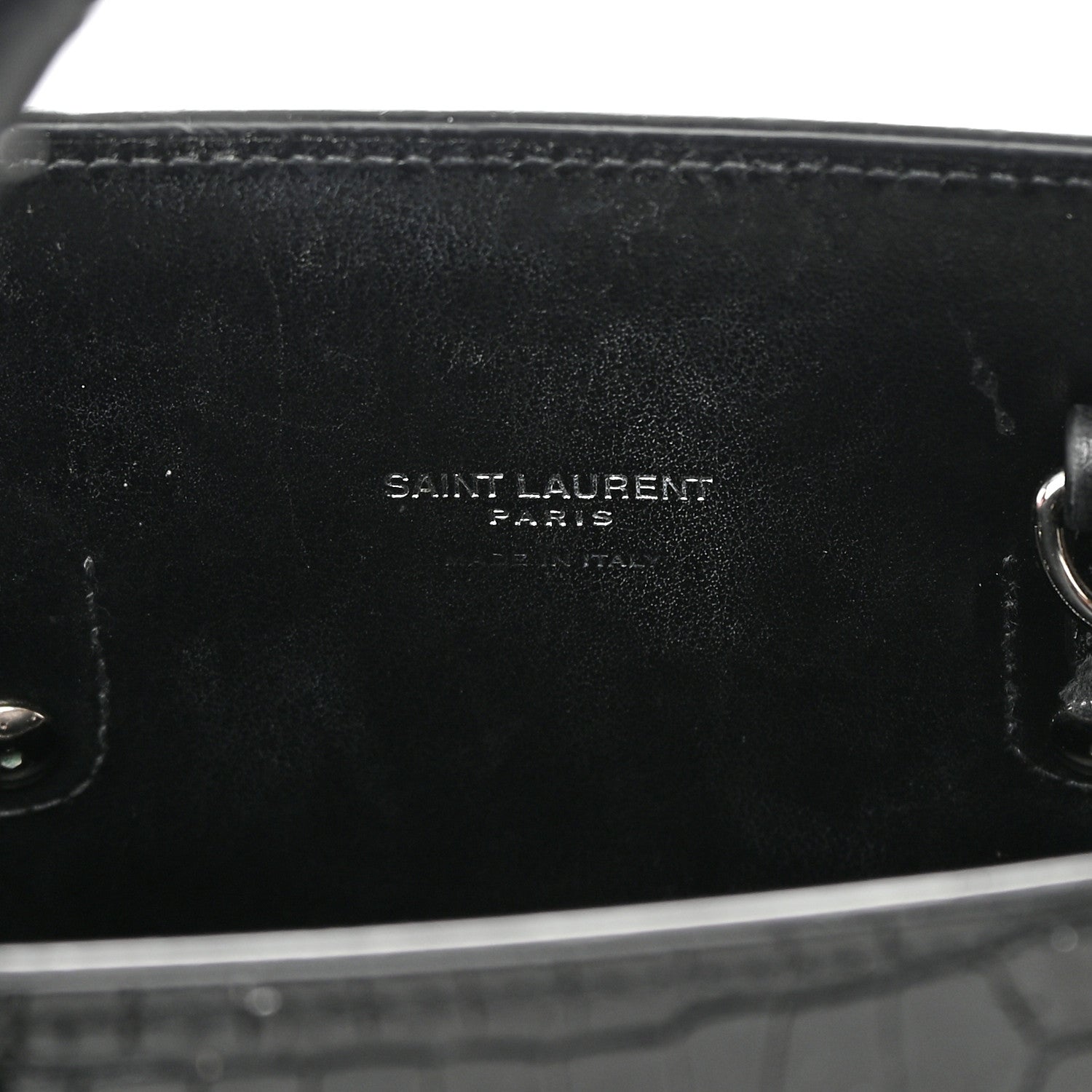 Saint Laurent Calfskin Crocodile Embossed Baby Sac De Jour Black 7 of 20