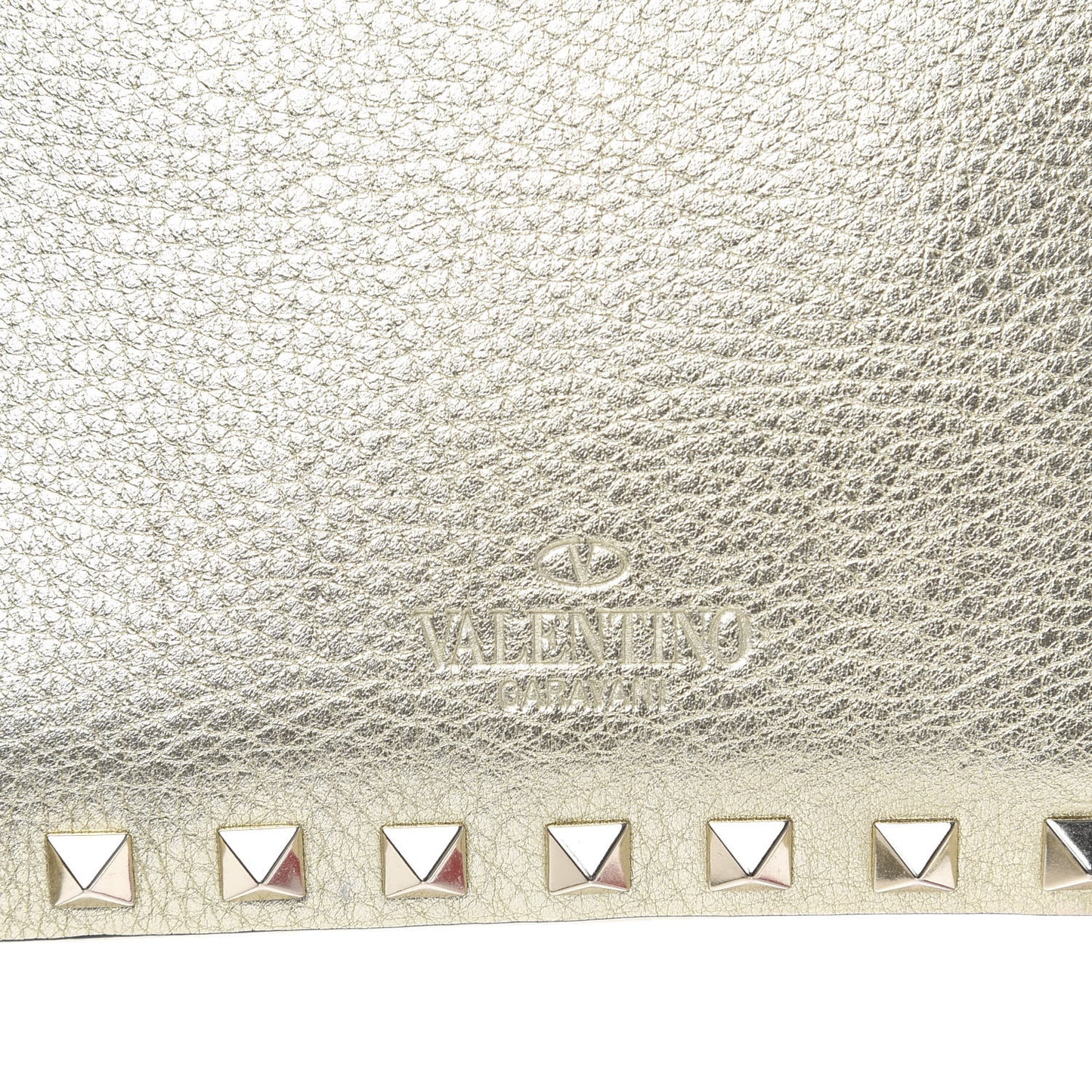 Metallic Pebbled Calfskin Rockstud Camera Crossbody Bag Platino