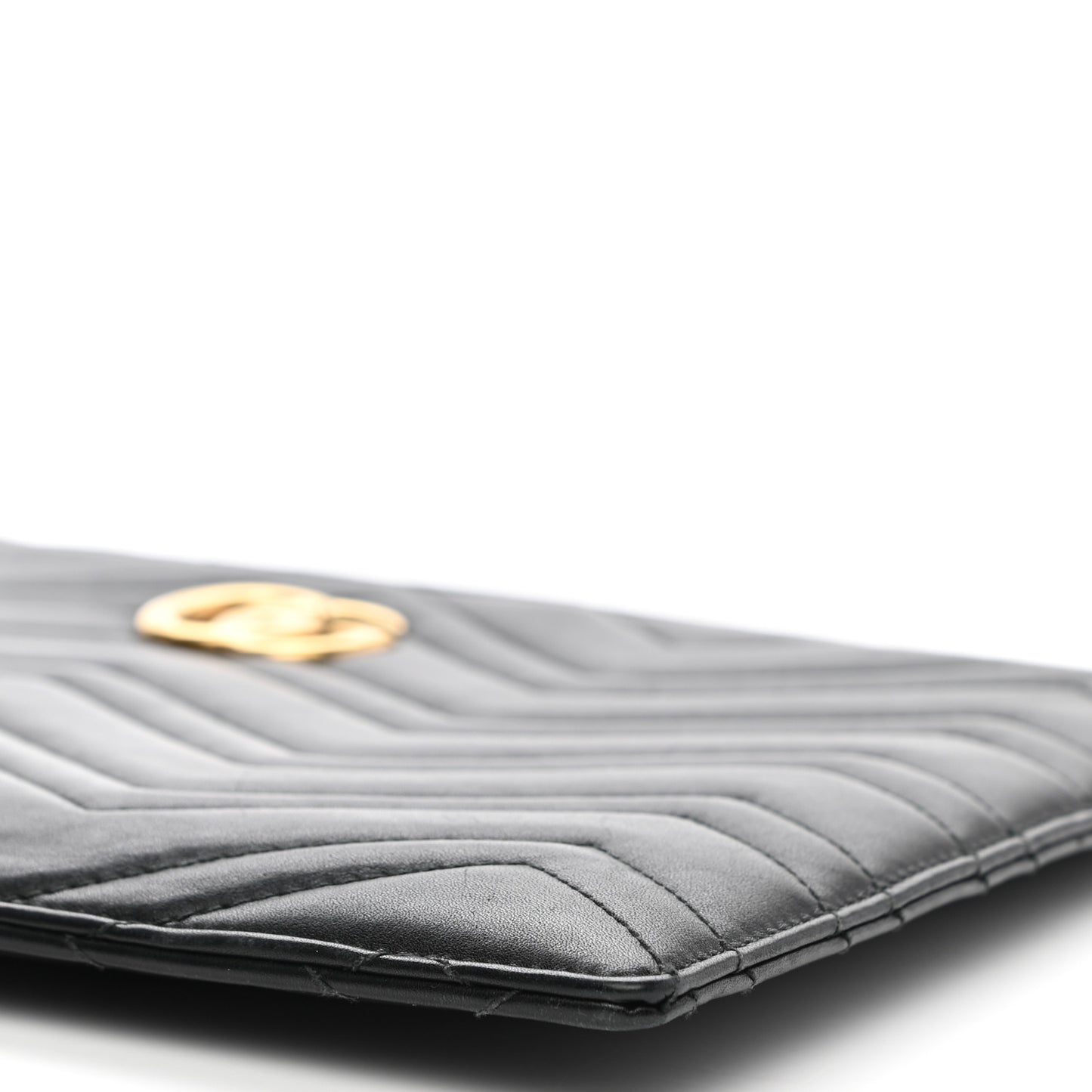Calfskin Matelasse Large GG Marmont Zip Pouch Black
