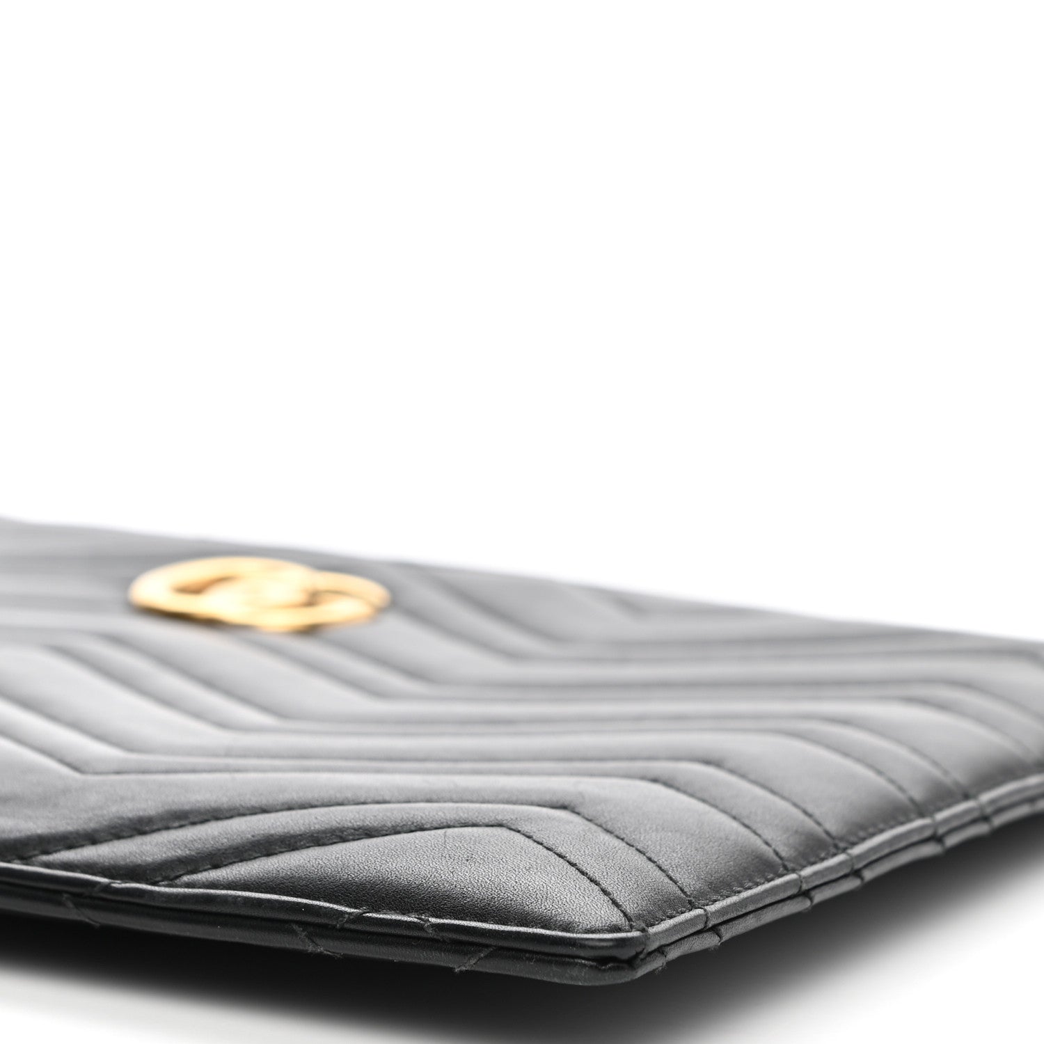 Gucci Calfskin Matelasse Large GG Marmont Zip Pouch Black 10 of 11