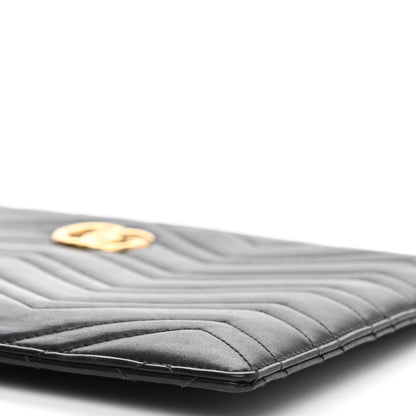 Gucci Calfskin Matelasse Large GG Marmont Zip Pouch Black 10 of 11