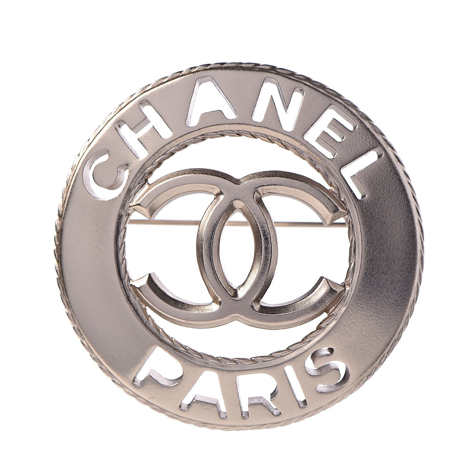 Chanel Metal CC Paris Brooch Light Gold 1 of 5