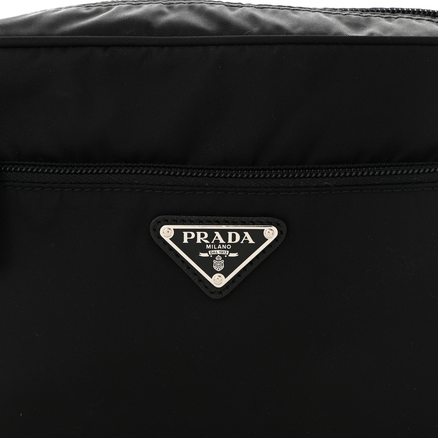 Tessuto Saffiano Pocket Double Zip Shoulder Bag Black