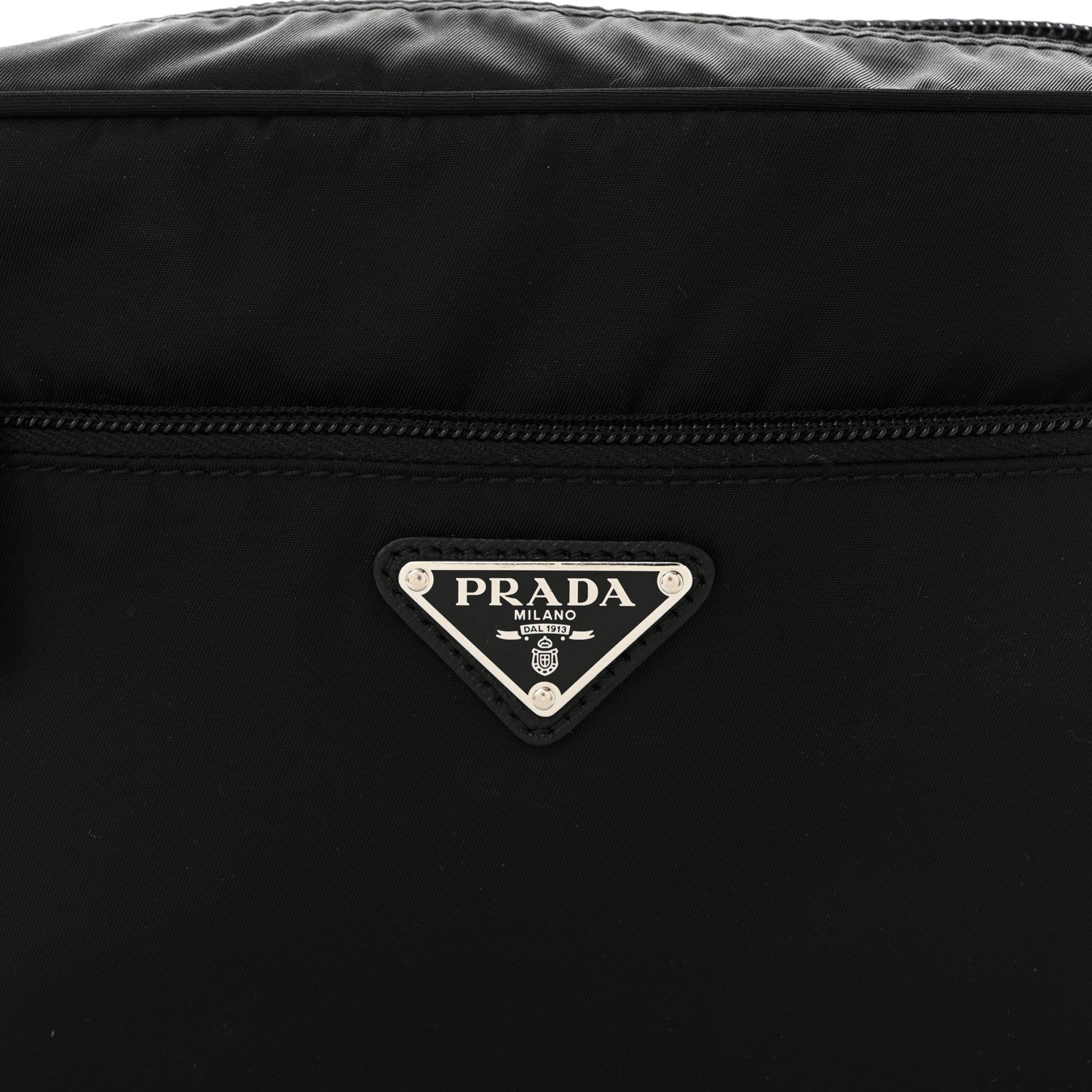 Prada Tessuto Saffiano Pocket Double Zip Shoulder Bag Black 8 of 10