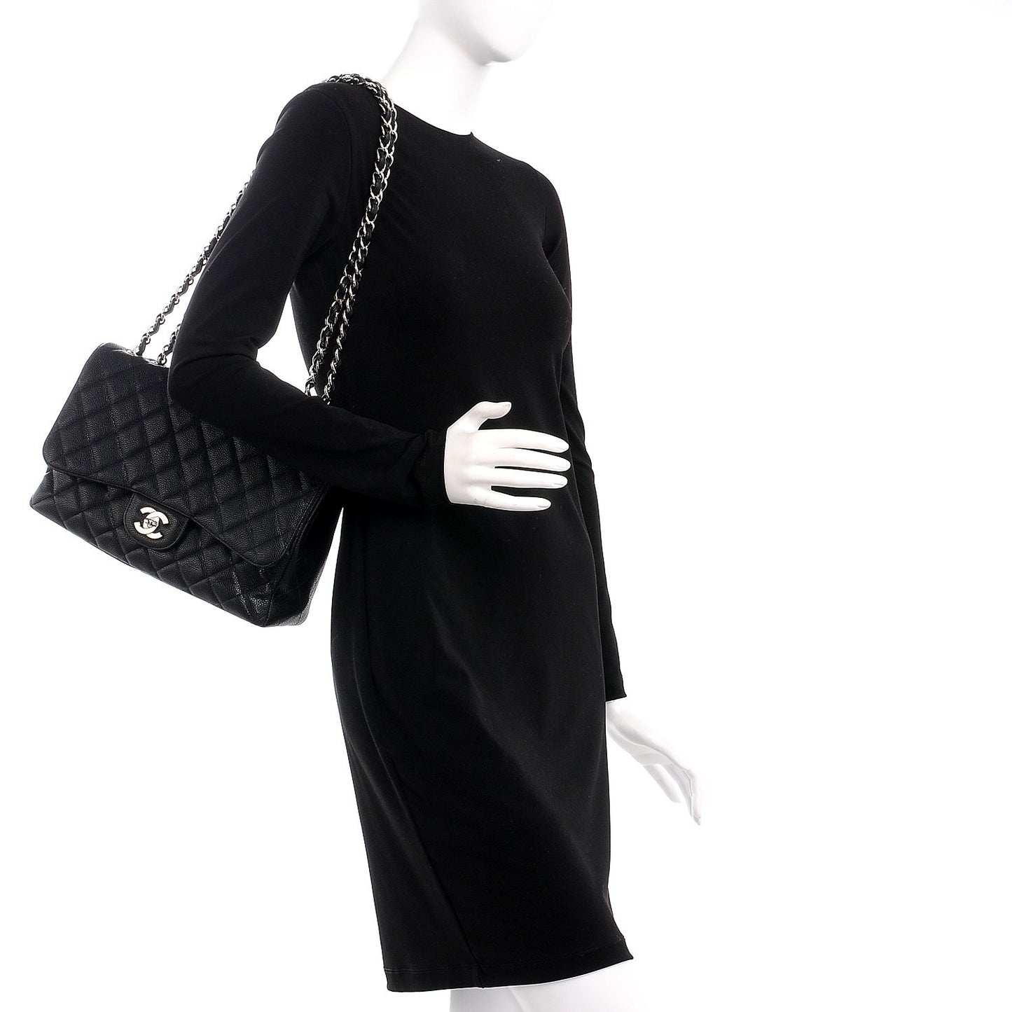 Caviar Quilted Jumbo Single Flap Black