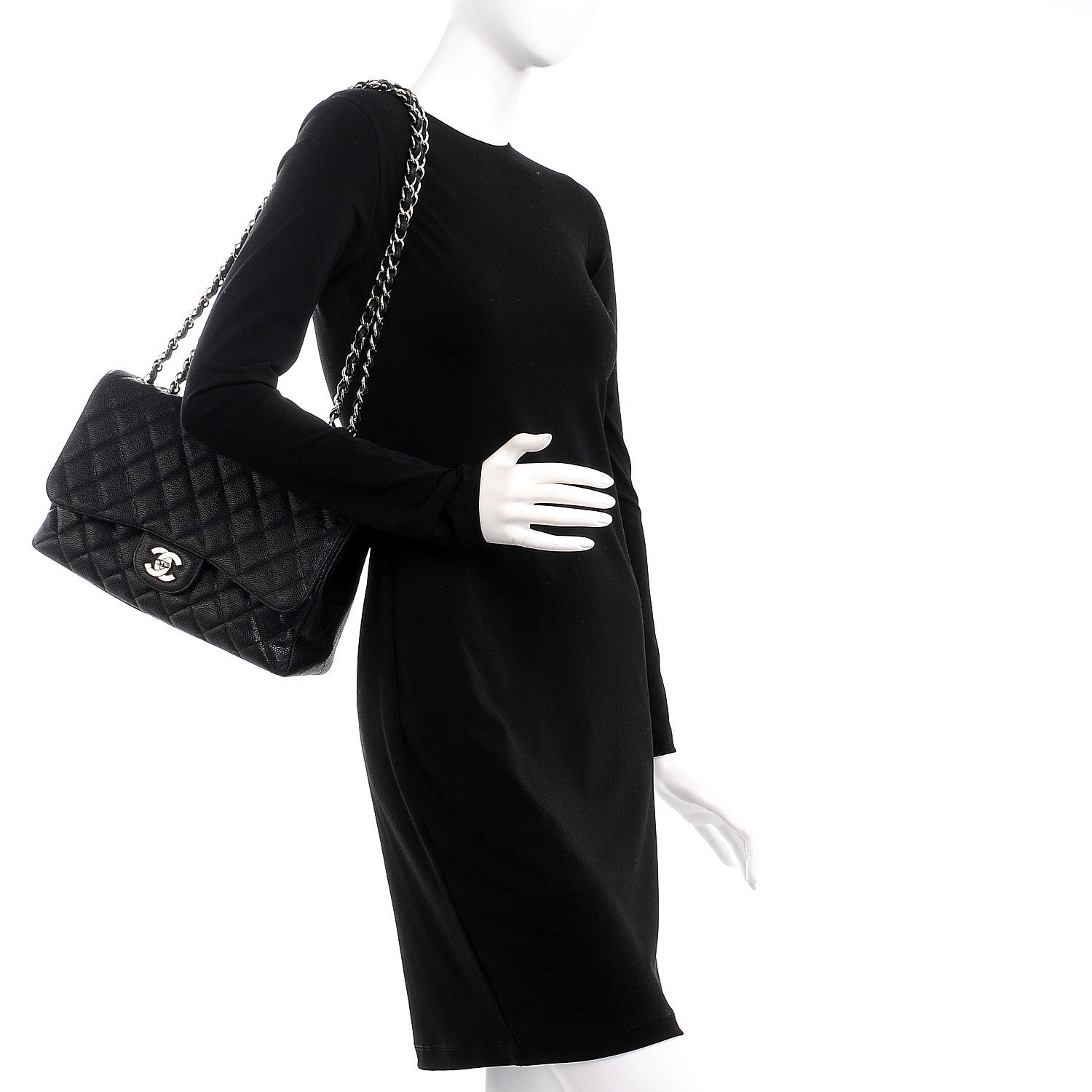 Chanel Caviar Quilted Jumbo Single Flap Black 2 of 11