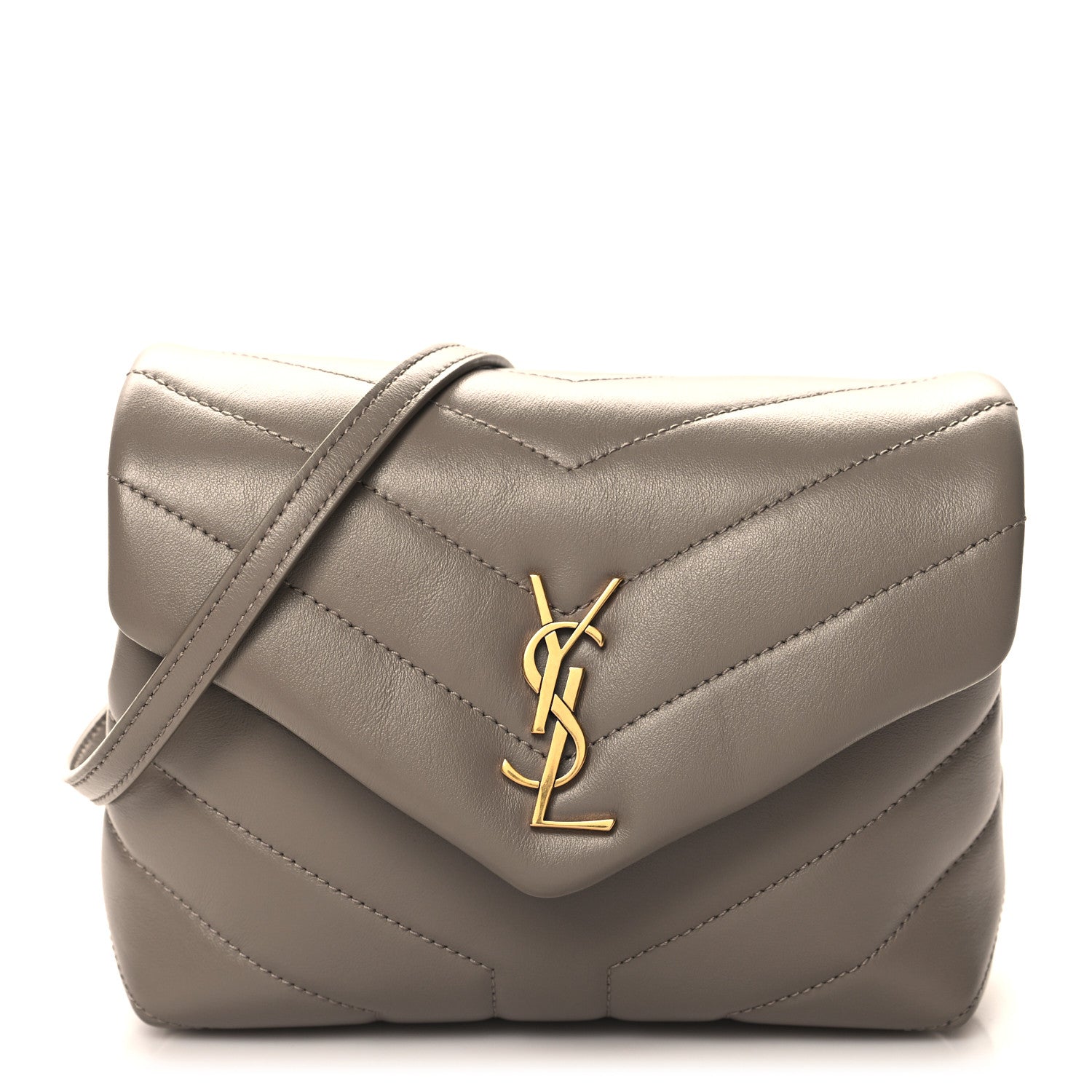 Saint Laurent Calfskin Y Quilted Monogram Toy Loulou Crossbody Bag Dark Beige 1 of 10