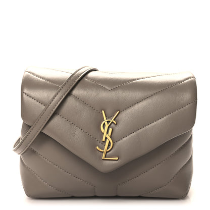 Saint Laurent Calfskin Y Quilted Monogram Toy Loulou Crossbody Bag Dark Beige 1 of 10
