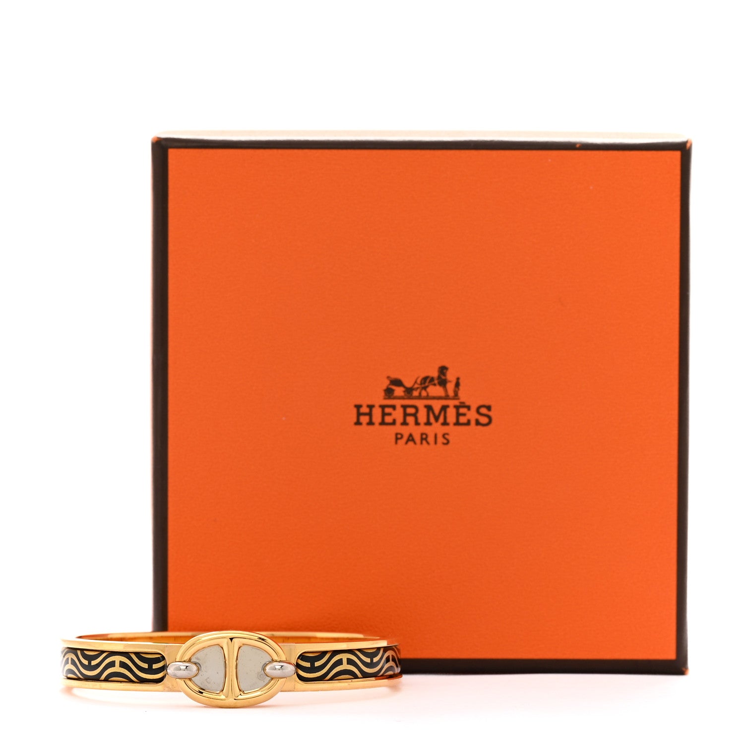 Hermes Enamel Printed Ghost H Mini Clic Chaine d'Ancre Bracelet PM Black 6 of 6