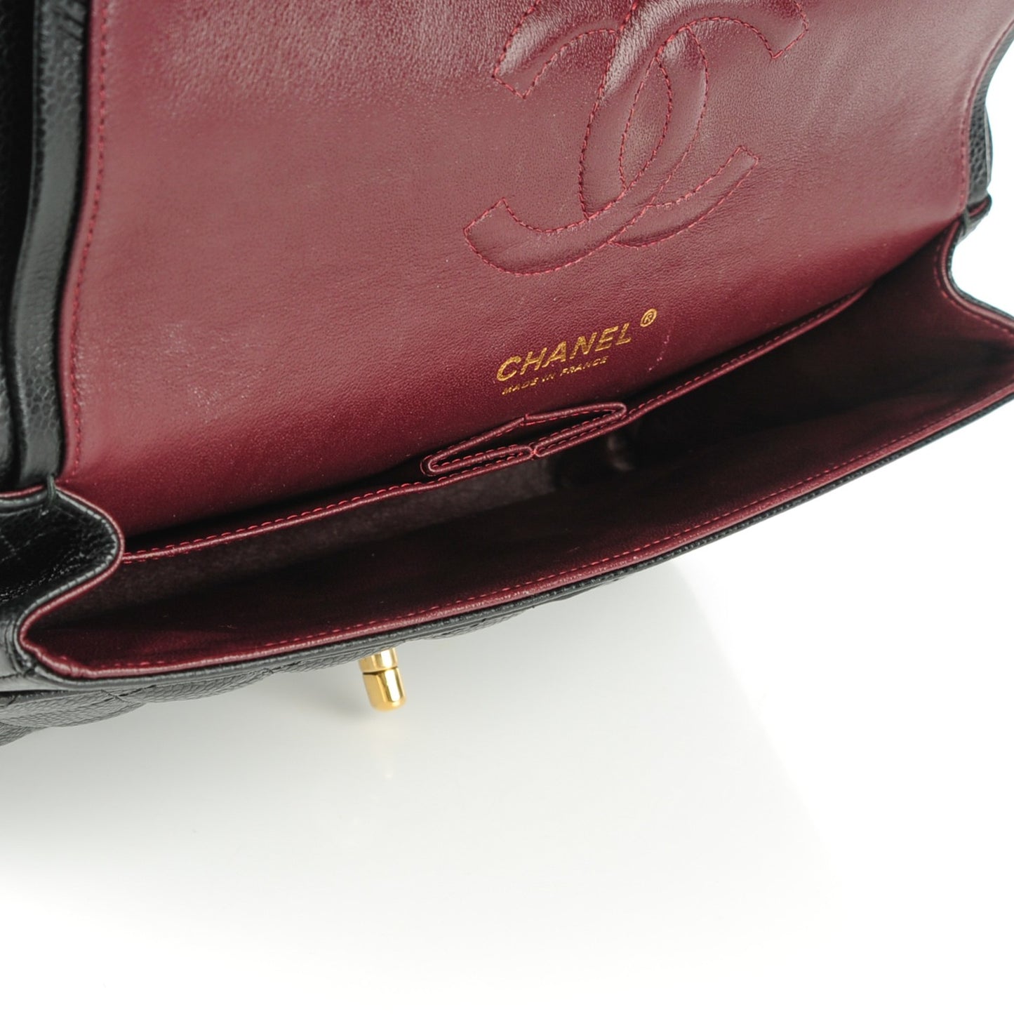 Caviar Quilted Medium Double Flap Black