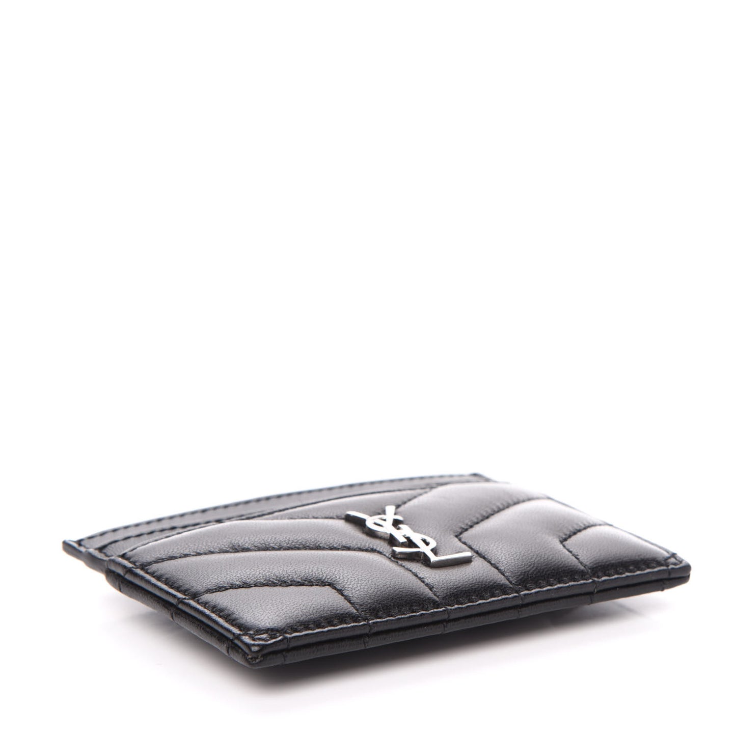 Calfskin Y Quilted Monogram LouLou Credit Card Case Black