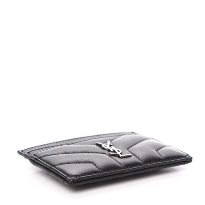 Saint Laurent Calfskin Y Quilted Monogram LouLou Credit Card Case Black 4 of 9