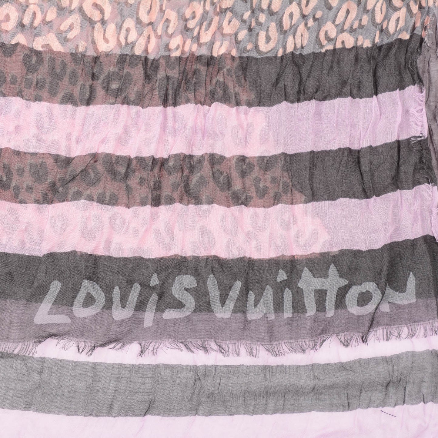 Cashmere Silk Leopard V Stole Rose Grey